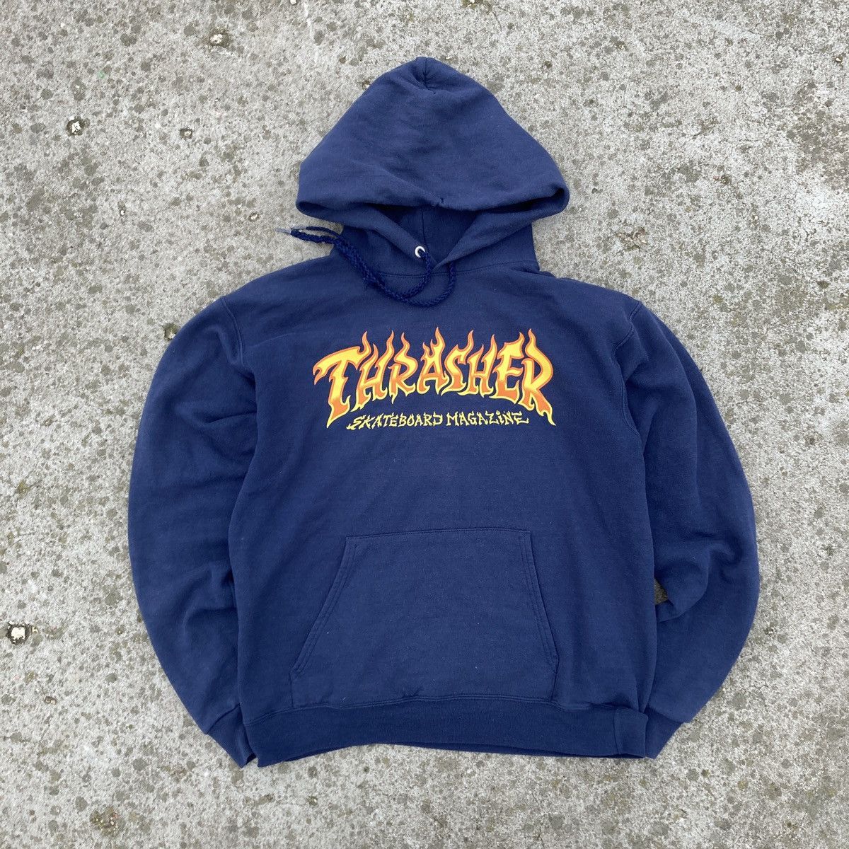 Vintage Thrasher hanes vintage hoodie flame logo | Grailed