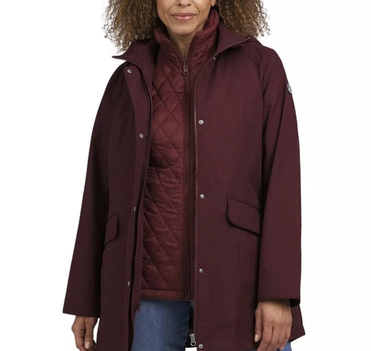 Lands' End Lands’ End Women’s 3 in 1 Hooded Burgundy Jacket Coat Size M / US 6-8 / IT 42-44 - 7 Thumbnail