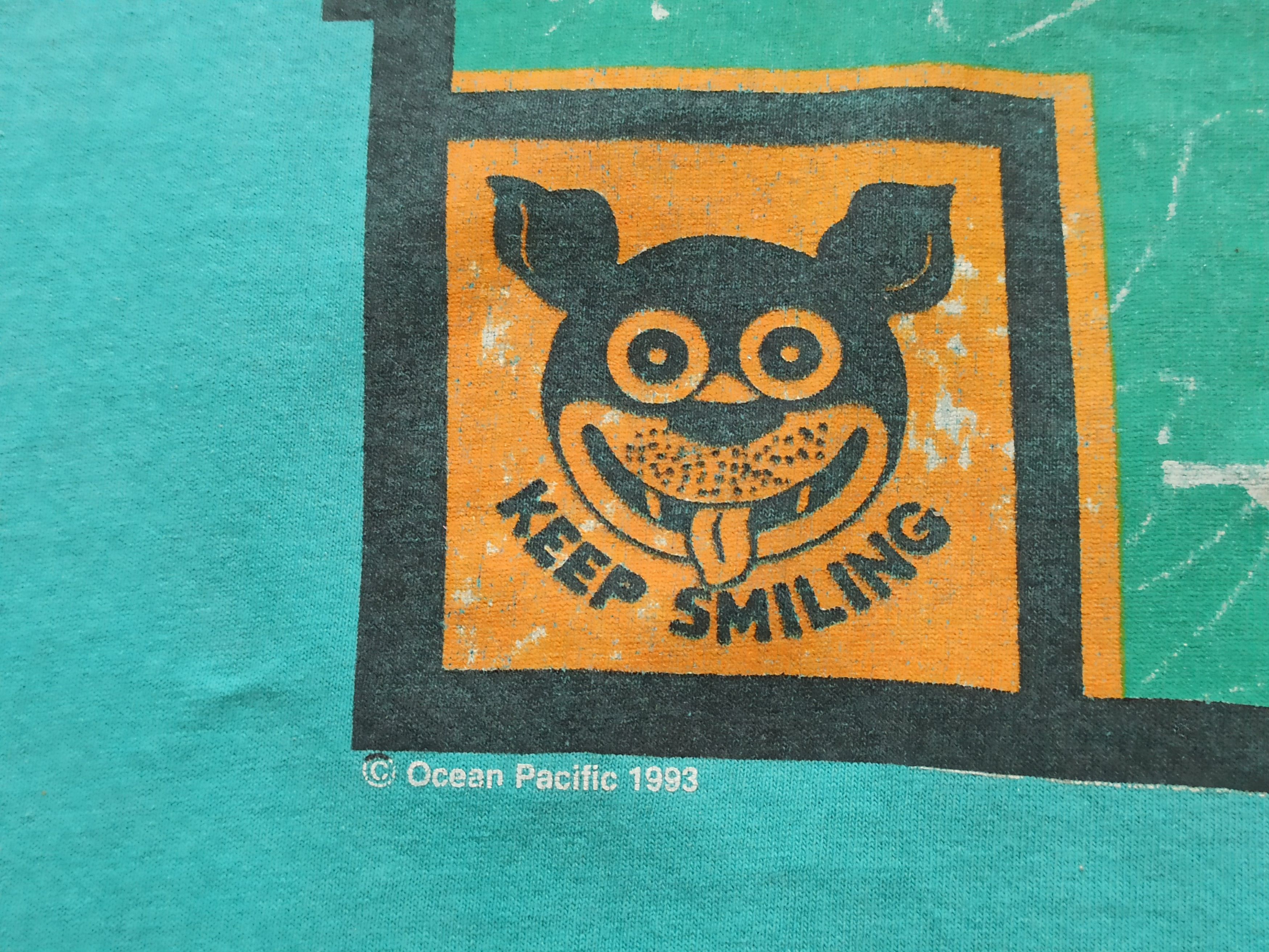 Ocean Pacific Ocean Pacific Vintage 1993 Keep Smiling Surf Skate T-Shirt Size US L / EU 52-54 / 3 - 4 Thumbnail