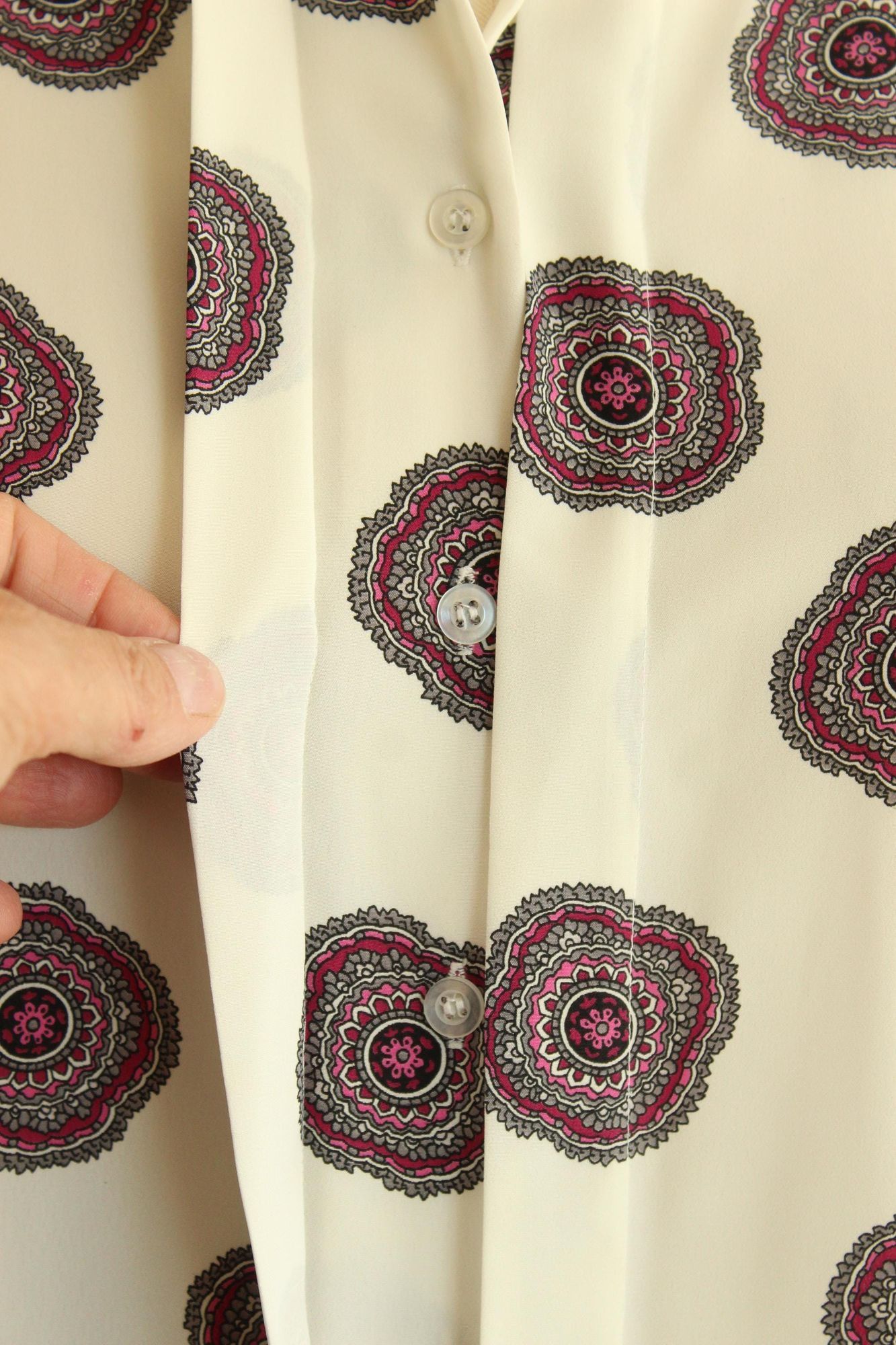 Vintage Vintage 1980s 1990s Blouse, Collection White and Purple Mand Size M / US 6-8 / IT 42-44 - 4 Thumbnail