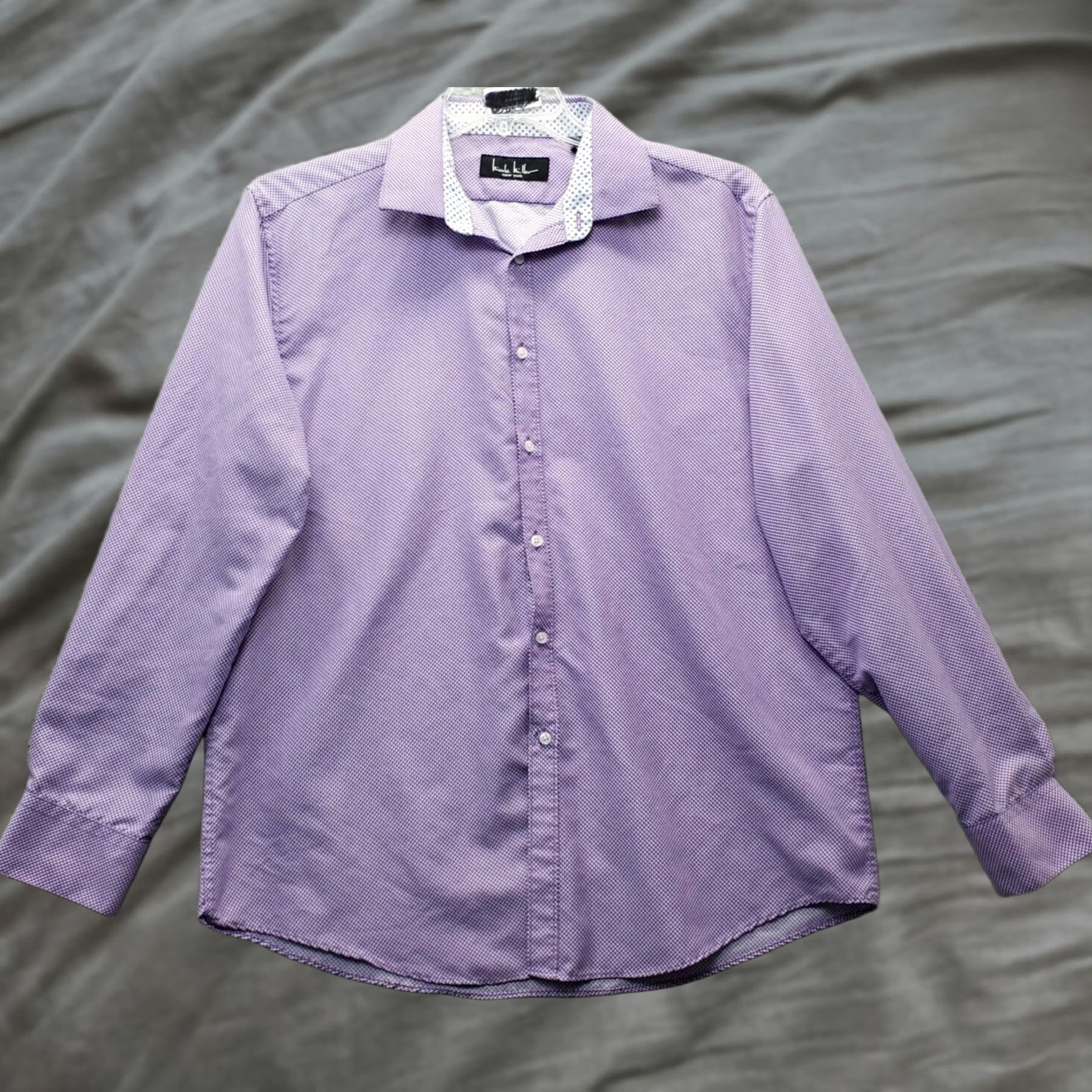 Nicole Miller Nicole Miller Dress Shirt Mens Large Multi Polka Dot Classic Collared Button Down Size 42R - 1 Thumbnail