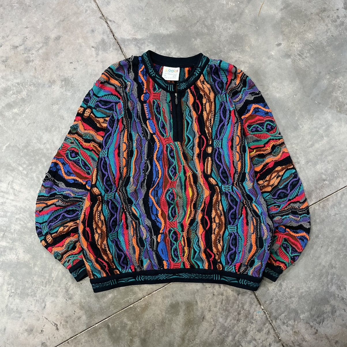 Vintage Coogi Sweater Multicolor Textured 3D Knit 90s