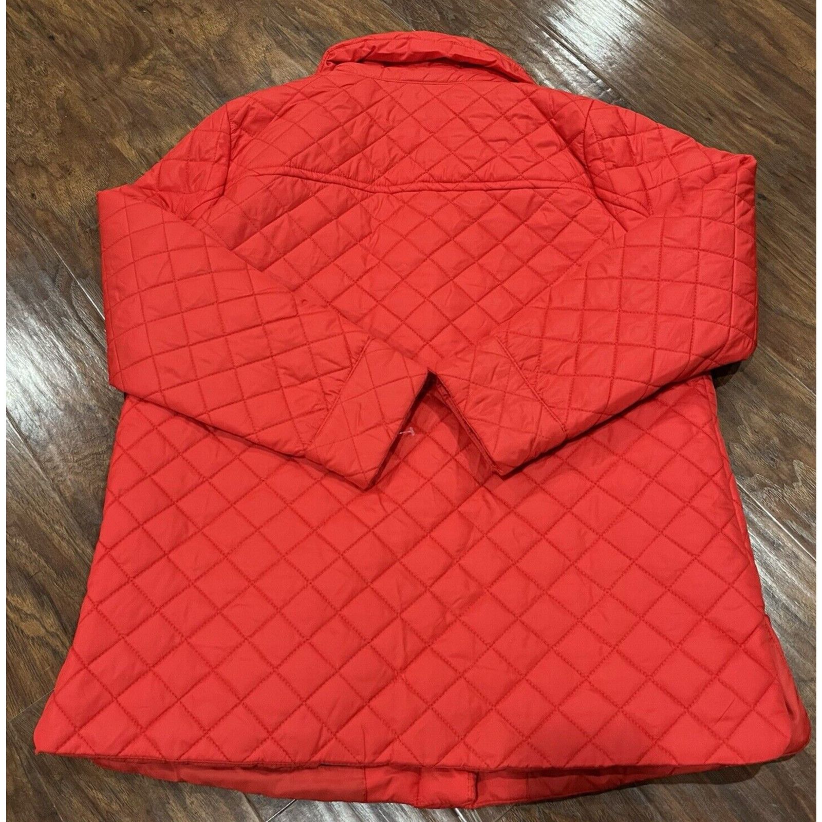 NEW Anne Klein Womens Jacket Red Quilted Side-Slit Midweight