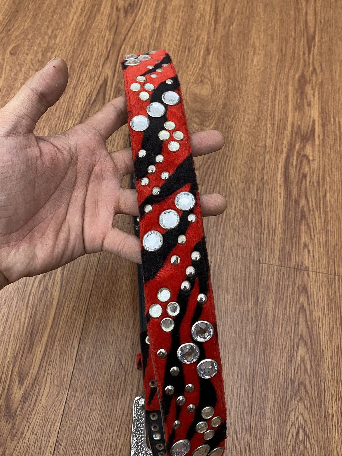If Six Was Nine × Japanese Brand × Le Grande Bleu (L.G.B.) Black red Zebra crystal belt Size ONE SIZE - 4 Thumbnail