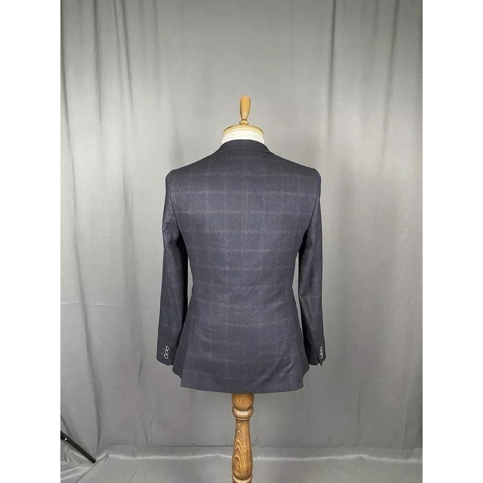 Ted Baker MINT! Ted Baker Men's Blue Wool Checked Blazer Sportcoat Jac Size 48R - 7 Thumbnail