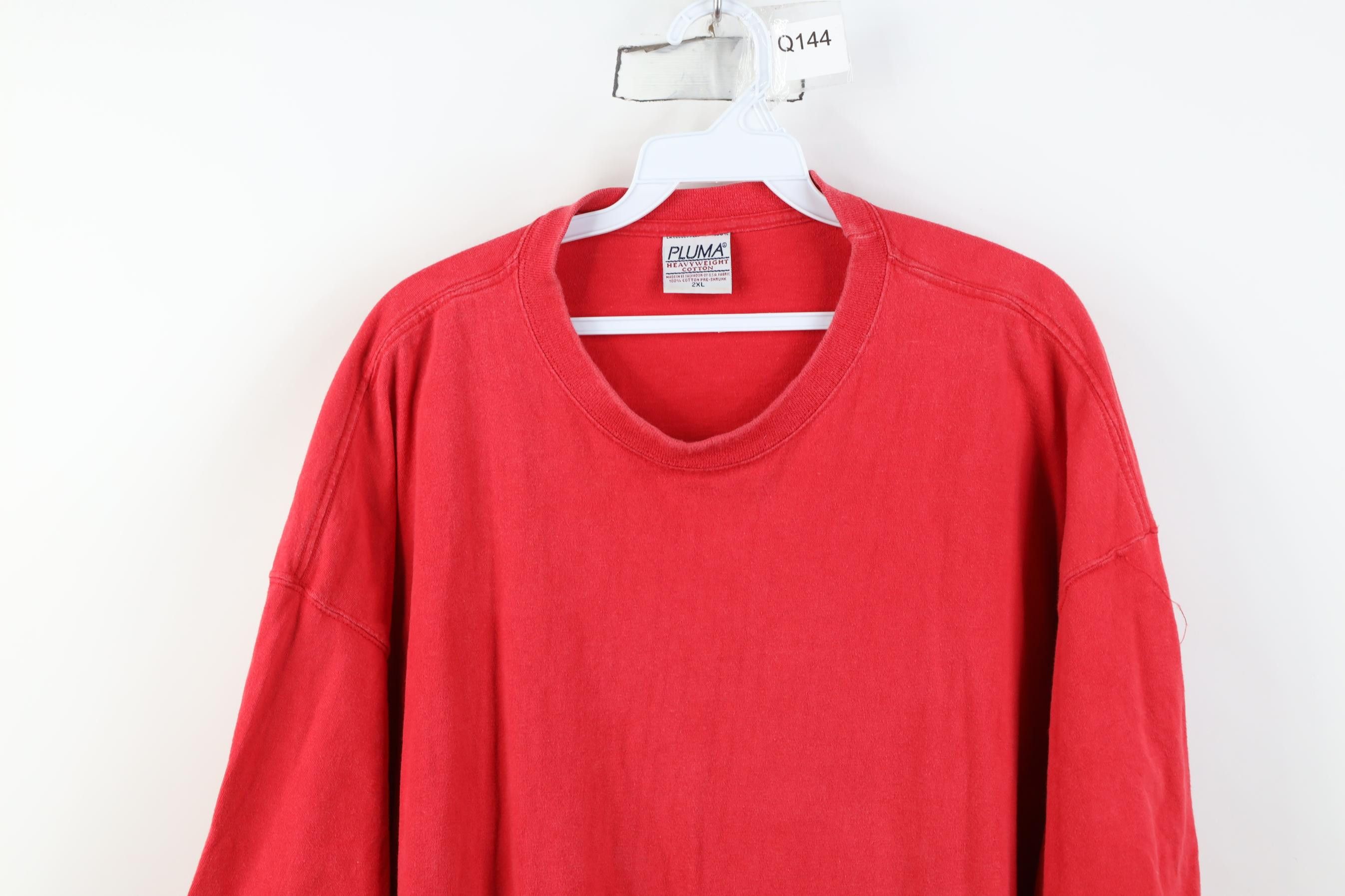 Vintage Vintage 90s Streetwear Blank Heavyweight Cotton T-Shirt Red Size US XXL / EU 58 / 5 - 2 Thumbnail