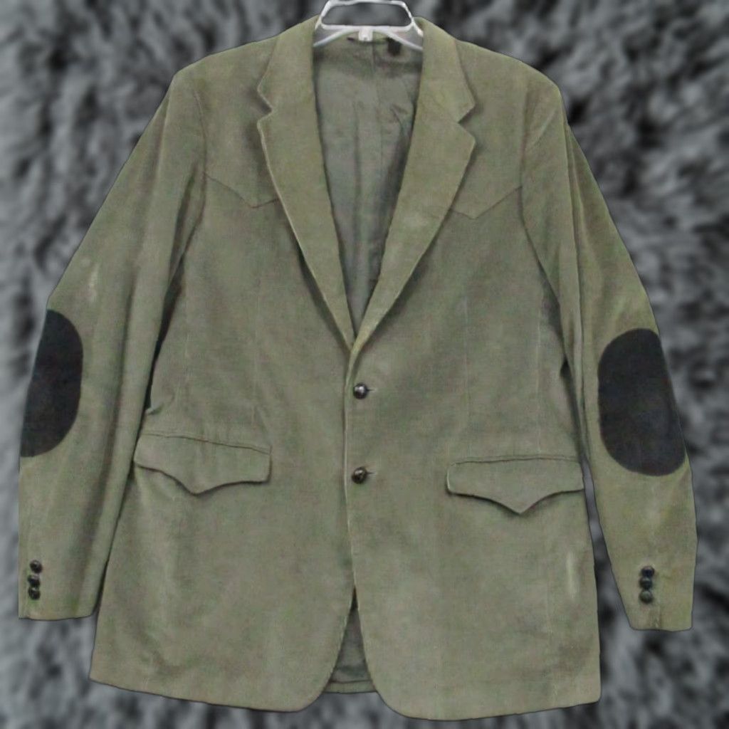 Farah VINTAGE Farah CORDUROY Blazer Elbow Patch SUEDE Gray 42R Sportscoat COUNTRY Blazer Mens Size 42R - 1 Thumbnail