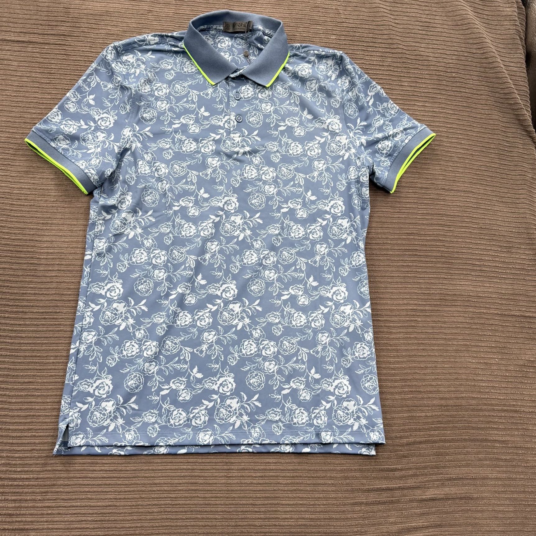 G/FORE G/Fore Polo Shirt Mens Small Blue Floral Pattern Performance Golf Stretch Shirt Size US S / EU 44-46 / 1 - 2 Thumbnail