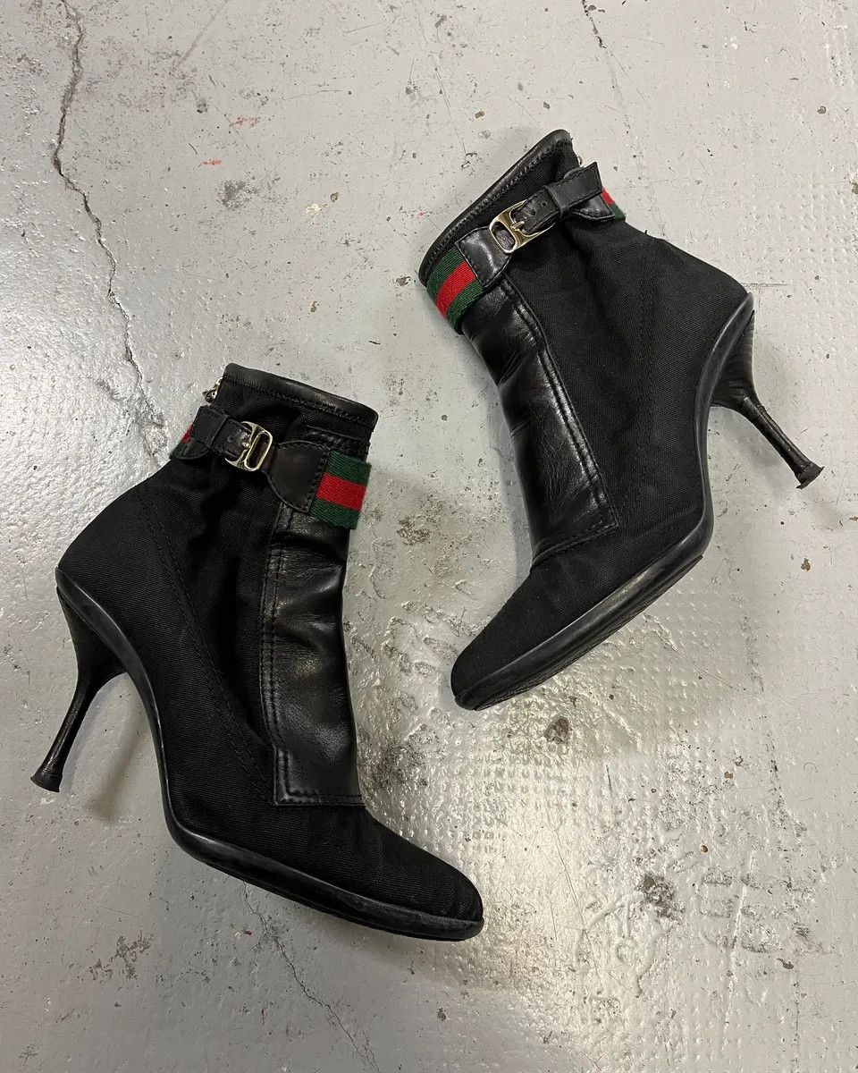 Gucci Gucci Black Hybrid Leather Heels Size US 7.5 / IT 37.5 - 2 Thumbnail