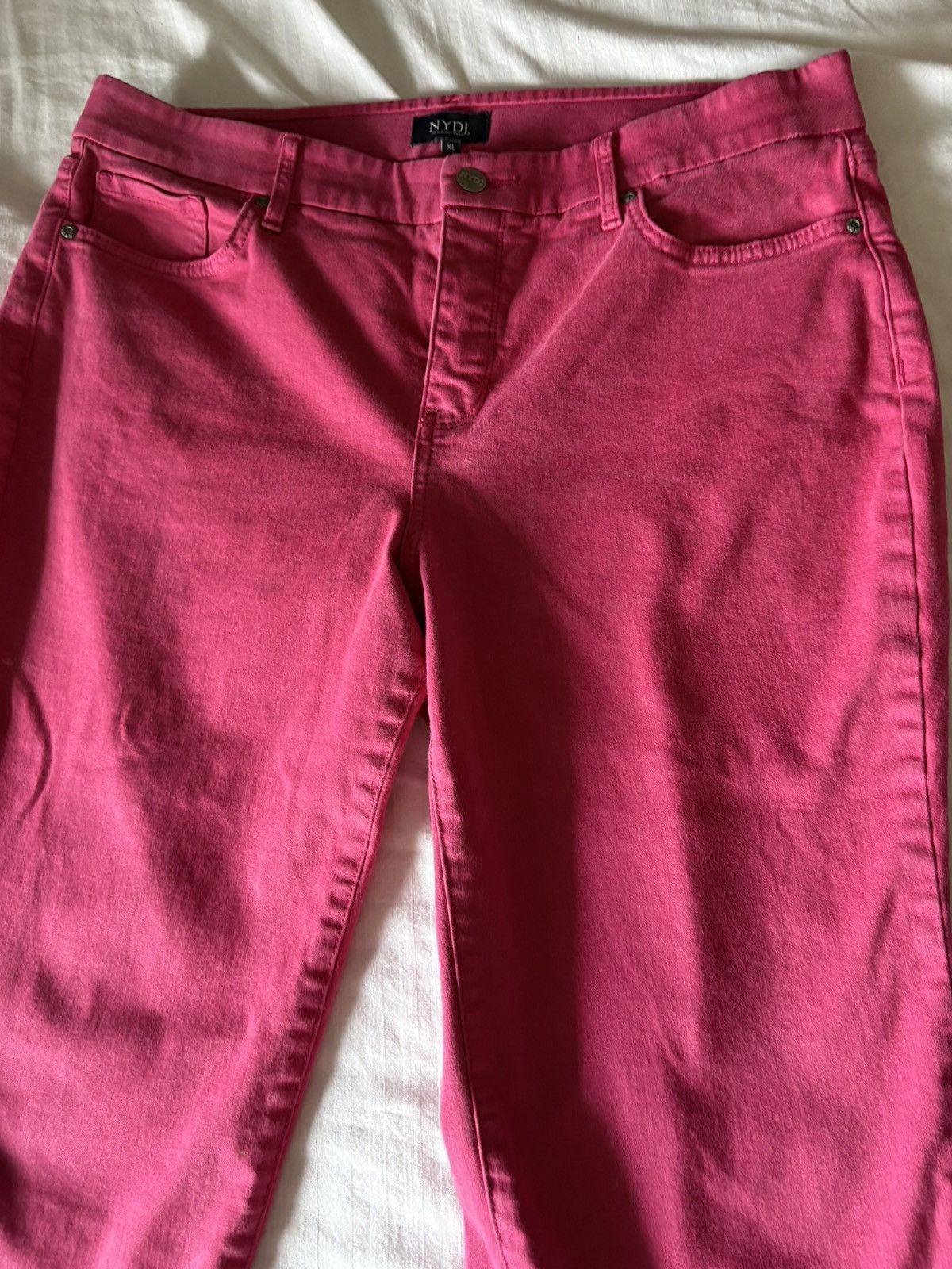 NYDJ NYDJ Raspberry Pink Denim Slim Capri Button Zip Plus XL Size 36" / US 14 / IT 50 - 8 Thumbnail