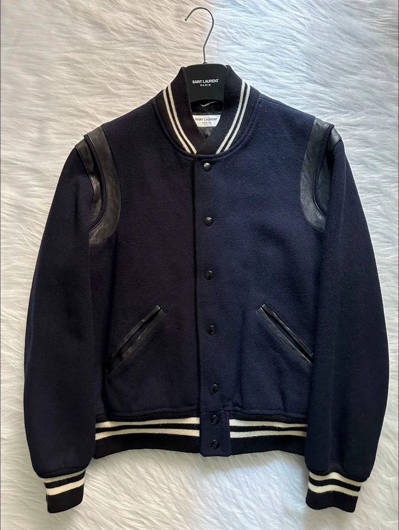 Saint Laurent Paris Saint Laurent Baseball Jacket in Navy Color Size US L / EU 52-54 / 3 - 1 Thumbnail