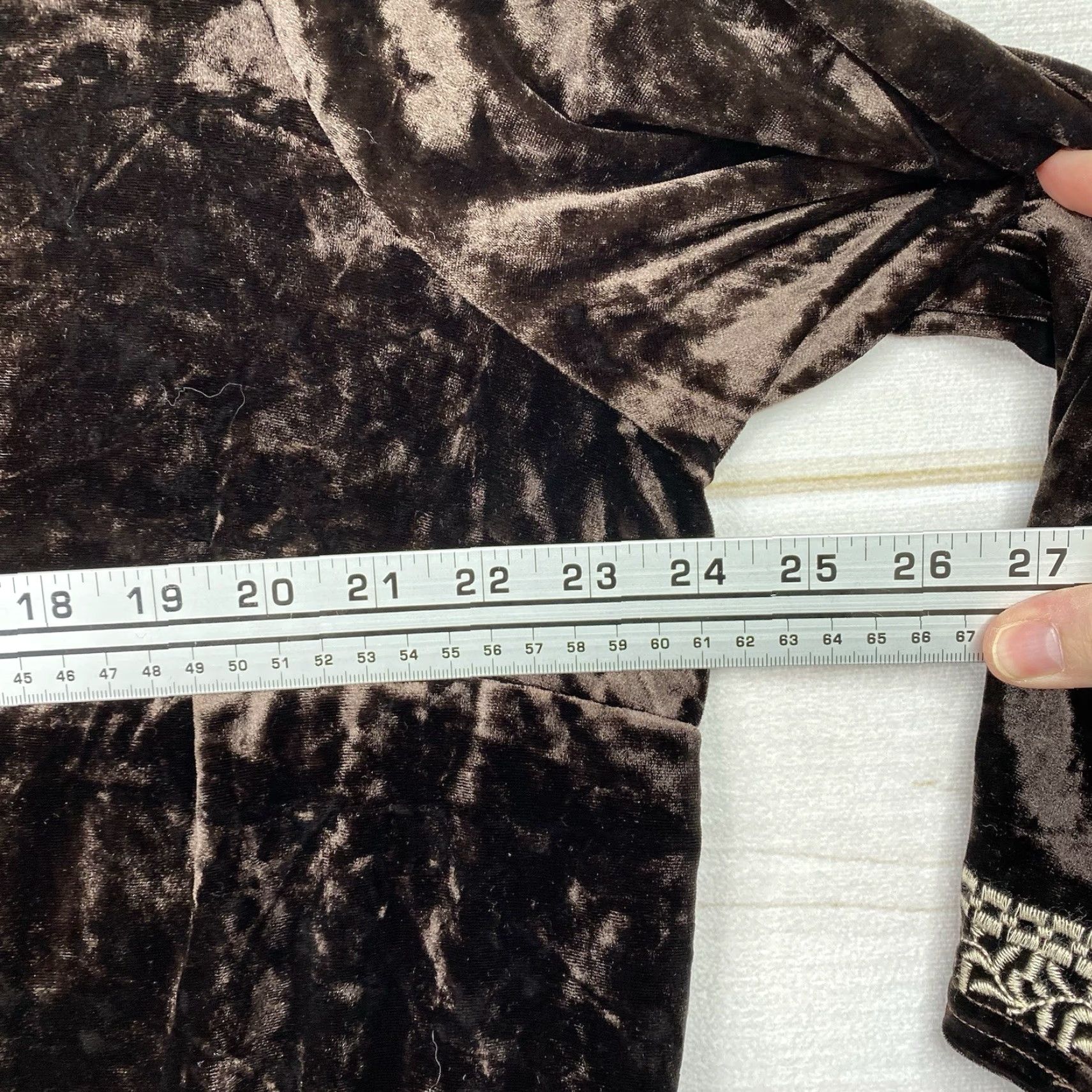 Vintage Andree By Unit Tunic Top Womens 2X Brown Velvet Embroidered Floral Bohemian 3/4 Sleeve Casual Blouse Shirt XS? Size XXL / US 16-18 / IT 52-54 - 3 Thumbnail