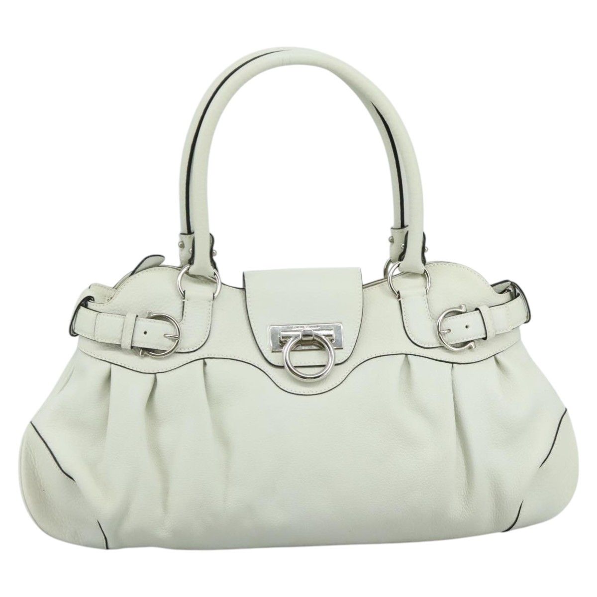 Salvatore Ferragamo Gancini White Leather Handbag (Pre-Owned) Size ONE SIZE - 1 Thumbnail