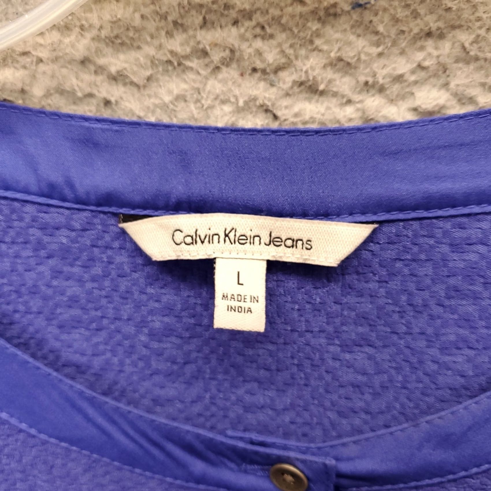Calvin Klein Calvin Klein Henley Top Womens L Blue 3/4 Sleeve Half Button Curved Hem Size L / US 10 / IT 46 - 5 Thumbnail