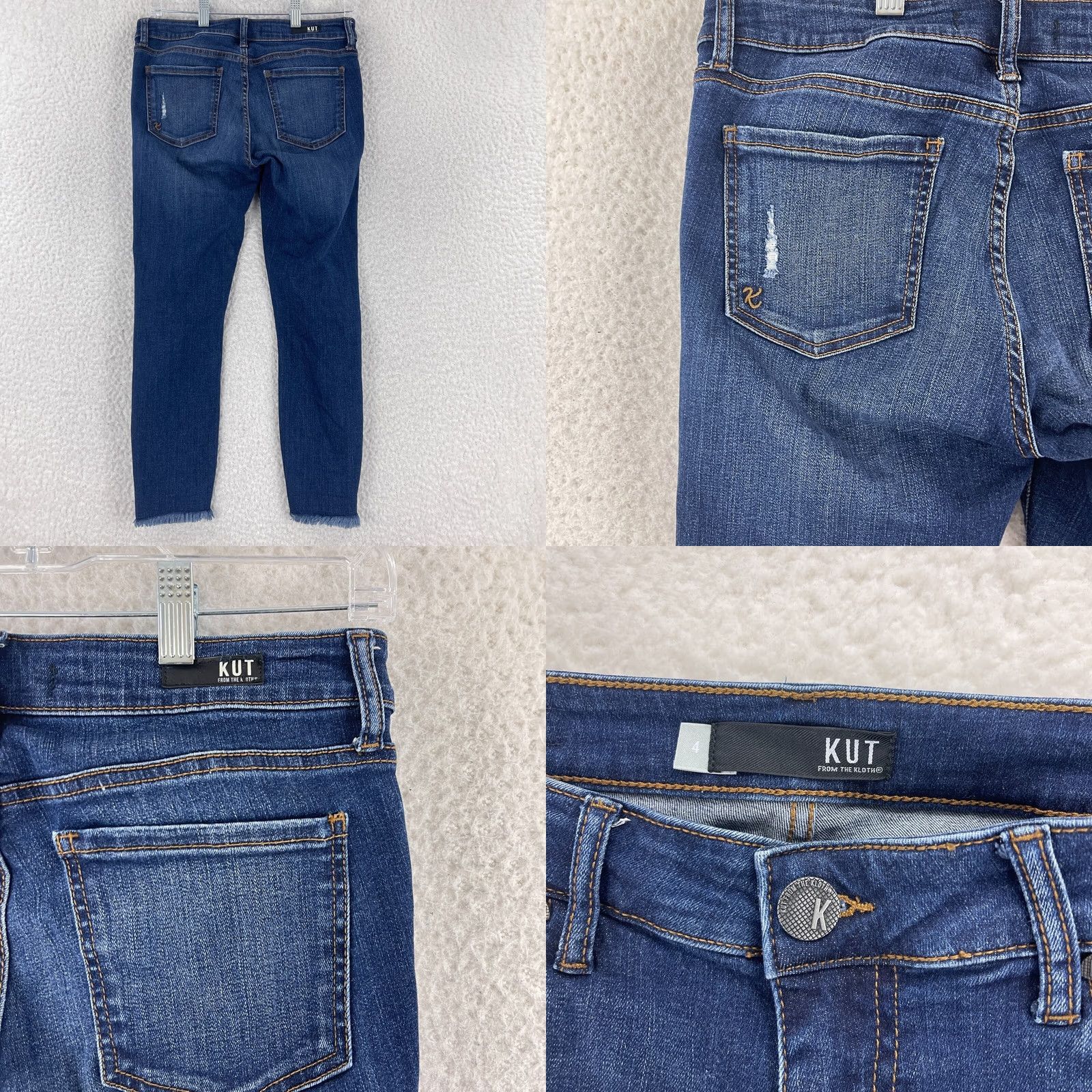 Vintage KUT from the Kloth Donna Crop Skinny Jeans Womens Size 4 Blue Distressed Casual Denim Jeans Crop Skinny Size 27" / US 4 / IT 40 - 9 Thumbnail