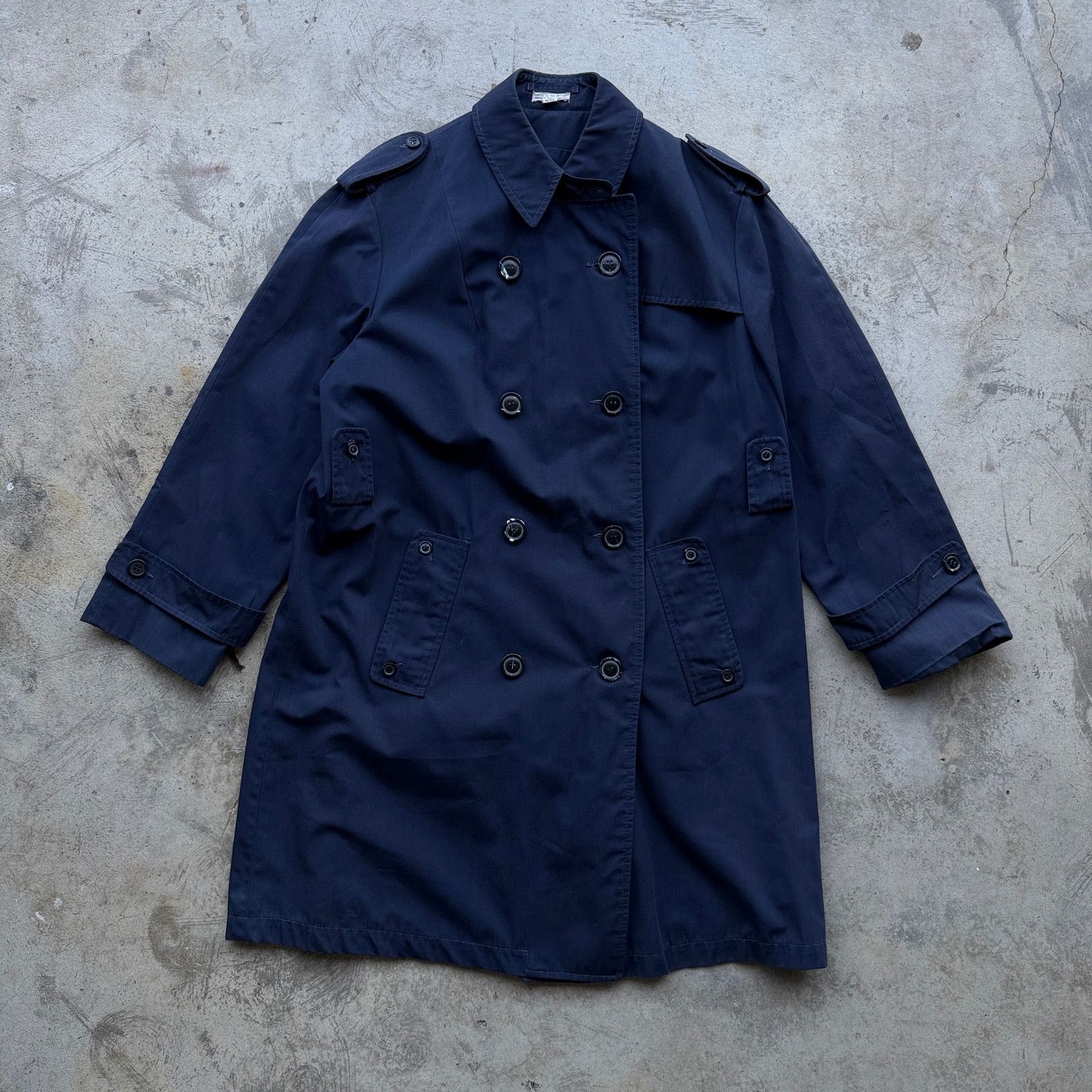Other Vintage Navy Trench Coat Womens 70s Dark Academia Goth Size XL / US 12-14 / IT 48-50 - 1 Thumbnail