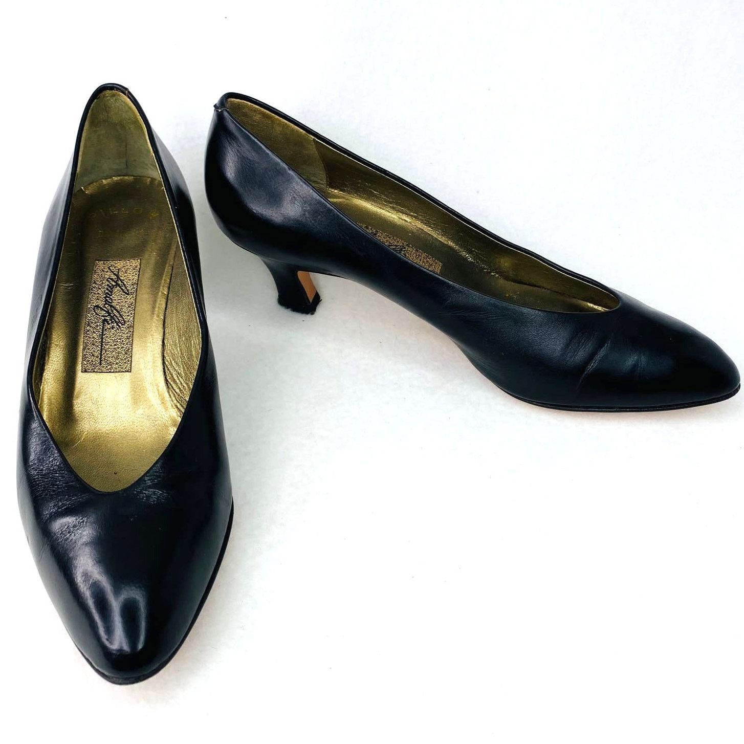 Vintage Amalfi Pumps Dahlia Black 6.5 Leather Italy Shoes, Women's