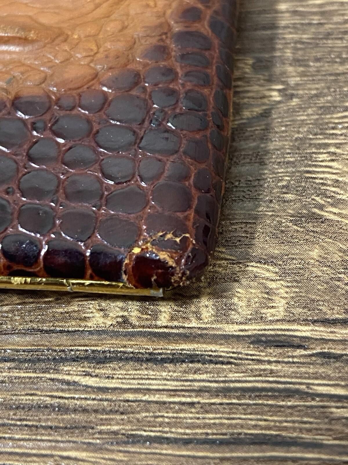 Vintage Tsubota Pearl brown snakeskin leather cigarette case