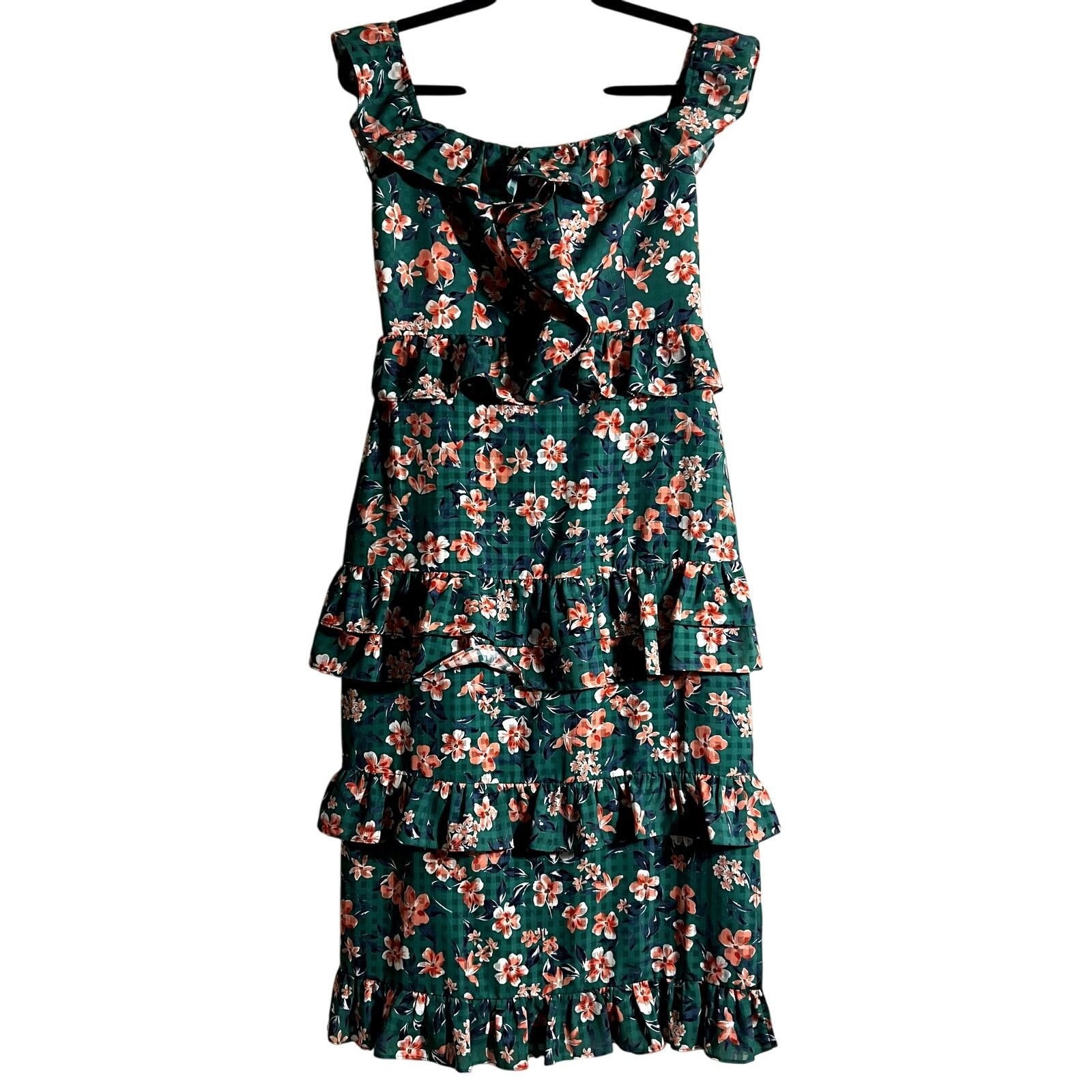 Anthropologie Tularosa Kelly Green Floral Lily Dress size M C6 Size M / US 6-8 / IT 42-44 - 4 Thumbnail