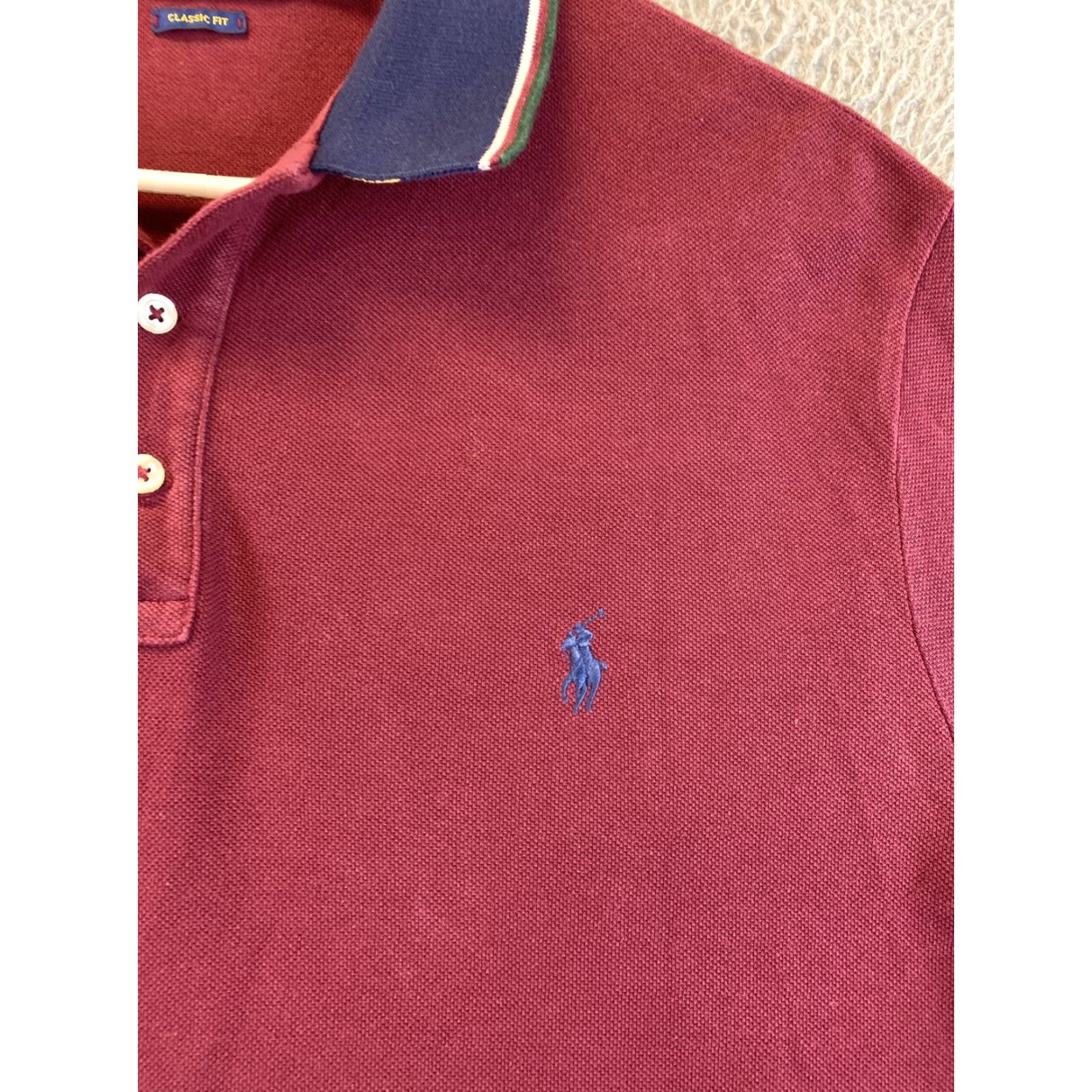 Ralph Lauren Ralph Lauren Polo Shirt Adult Large Maroon Blue Pony Casual Rugby Mens /72-43 Size US L / EU 52-54 / 3 - 4 Thumbnail