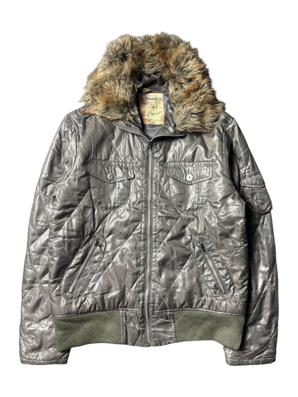 Japanese Brand 2000s Duralumin Military Multipocket Riders Fur Jacket Size US L / EU 52-54 / 3 - 1 Thumbnail