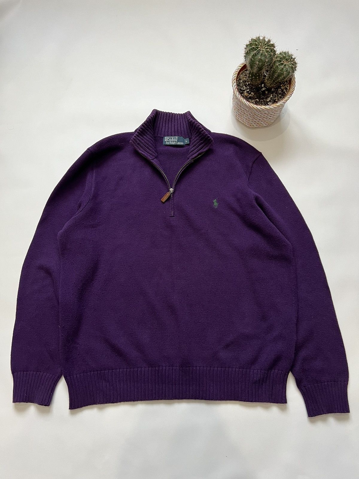 Polo Ralph Lauren Vintage Polo Ralph Lauren 1/4 Zip Sweater Purple Large Size US L / EU 52-54 / 3 - 1 Thumbnail