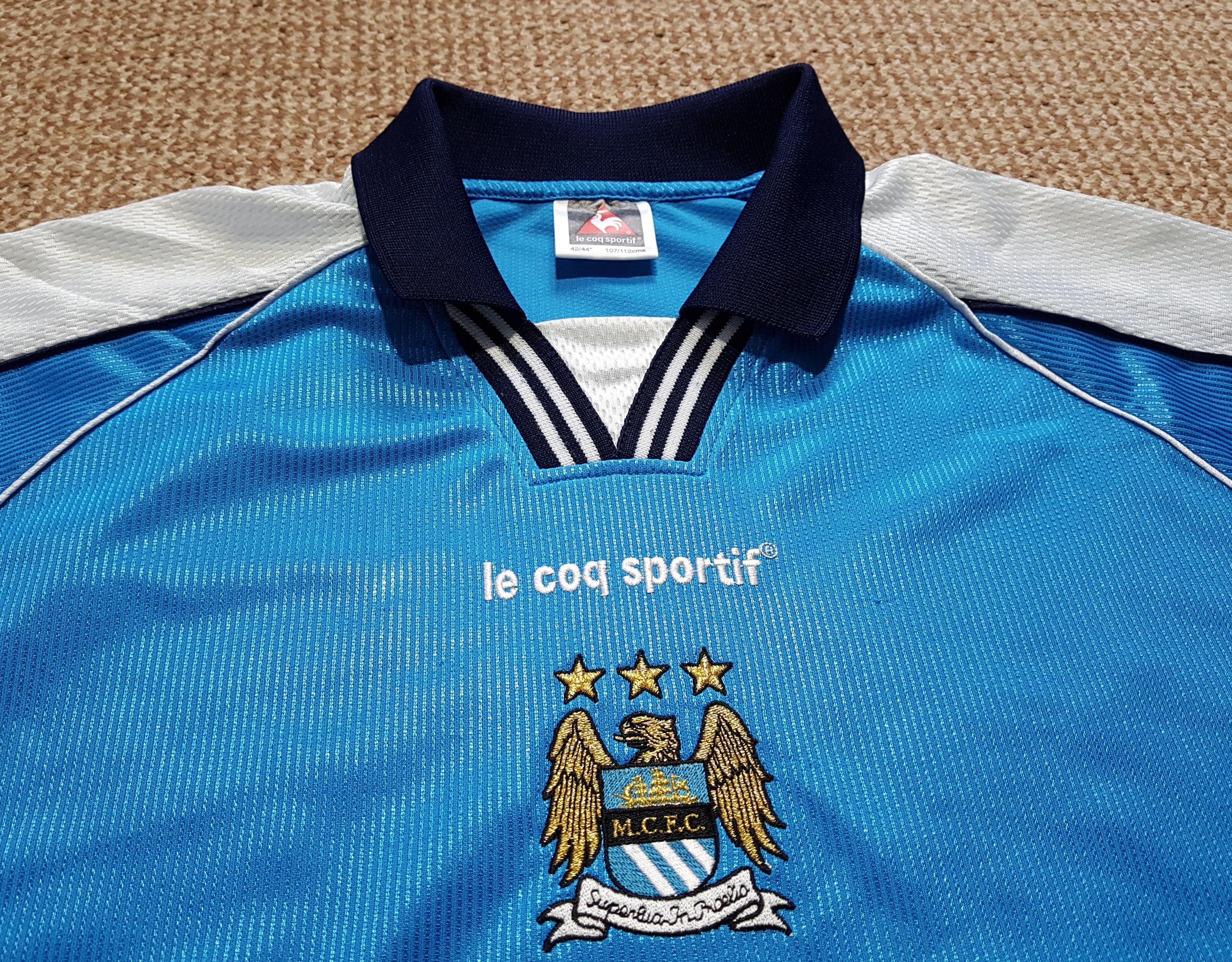 Le Coq Sportif Manchester City 1999-2001 Vintage Football Soccer Jersey XL Size US XL / EU 56 / 4 - 9 Thumbnail
