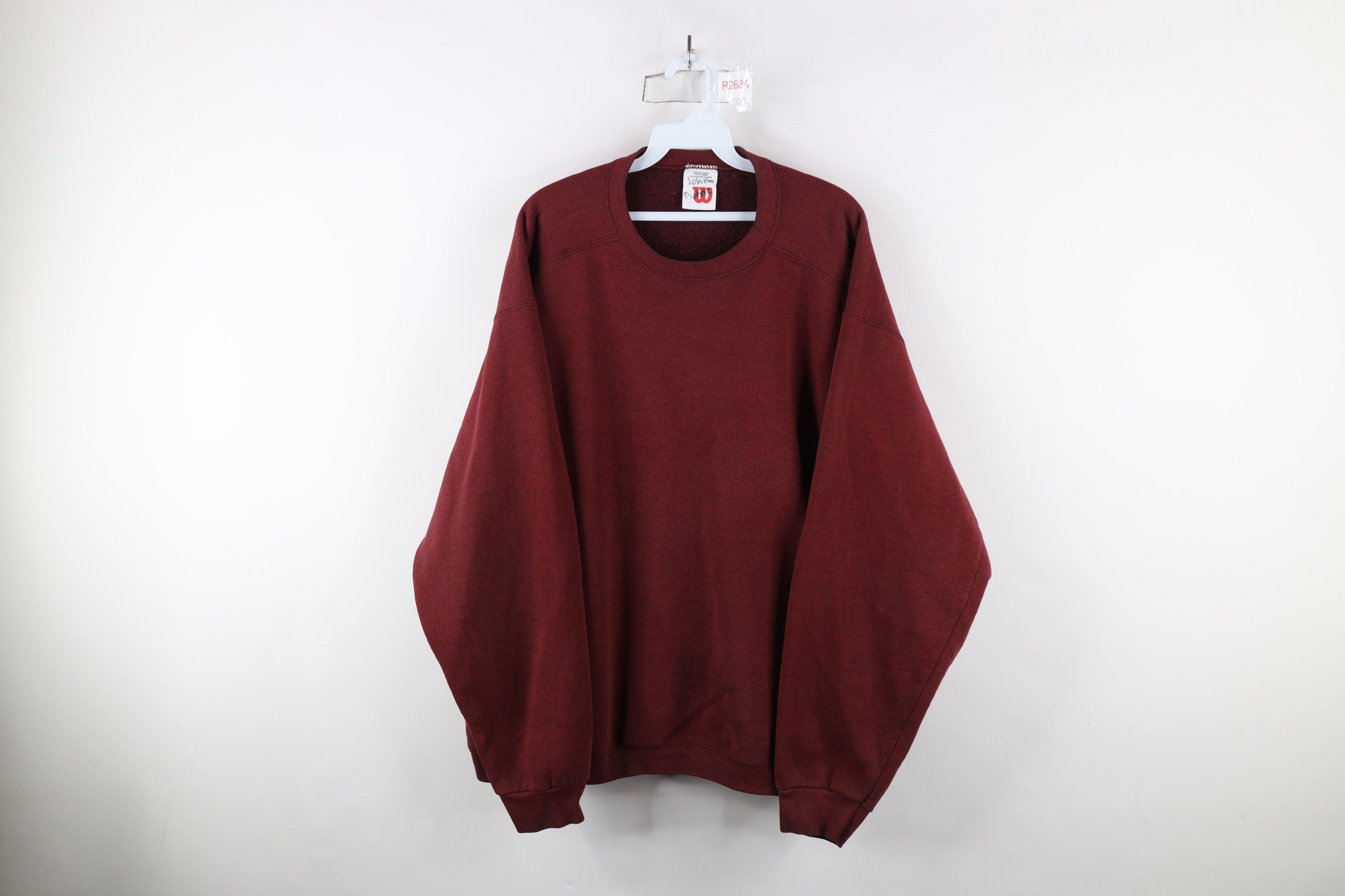 Vintage Vintage 90s Wilson Blank Crewneck Sweatshirt Heather Red Size US XXL / EU 58 / 5 - 1 Thumbnail
