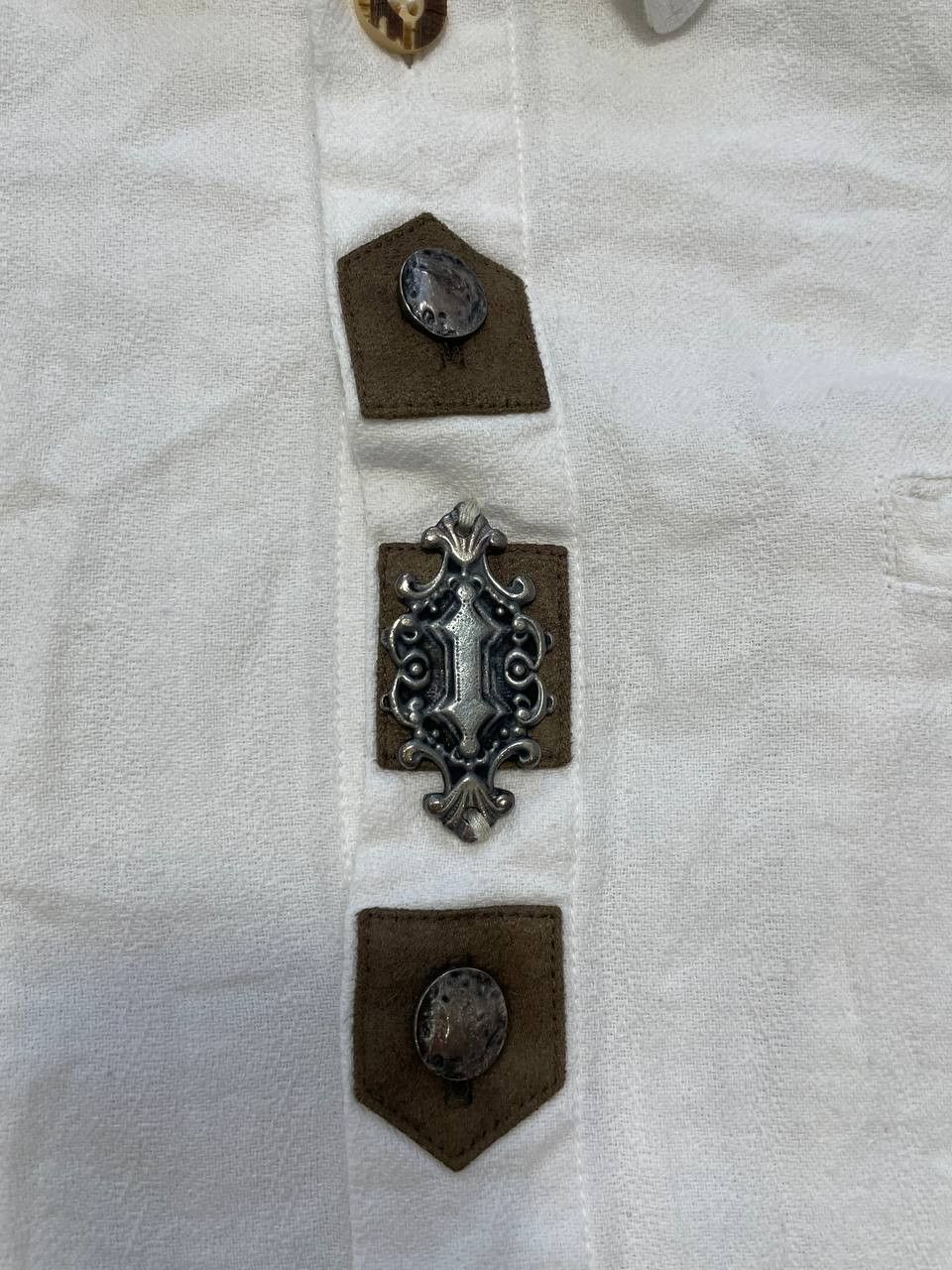 Other Alphorn Trachten Shirt Mens White Embroidered Folk Bavarian Size US L / EU 52-54 / 3 - 11 Thumbnail