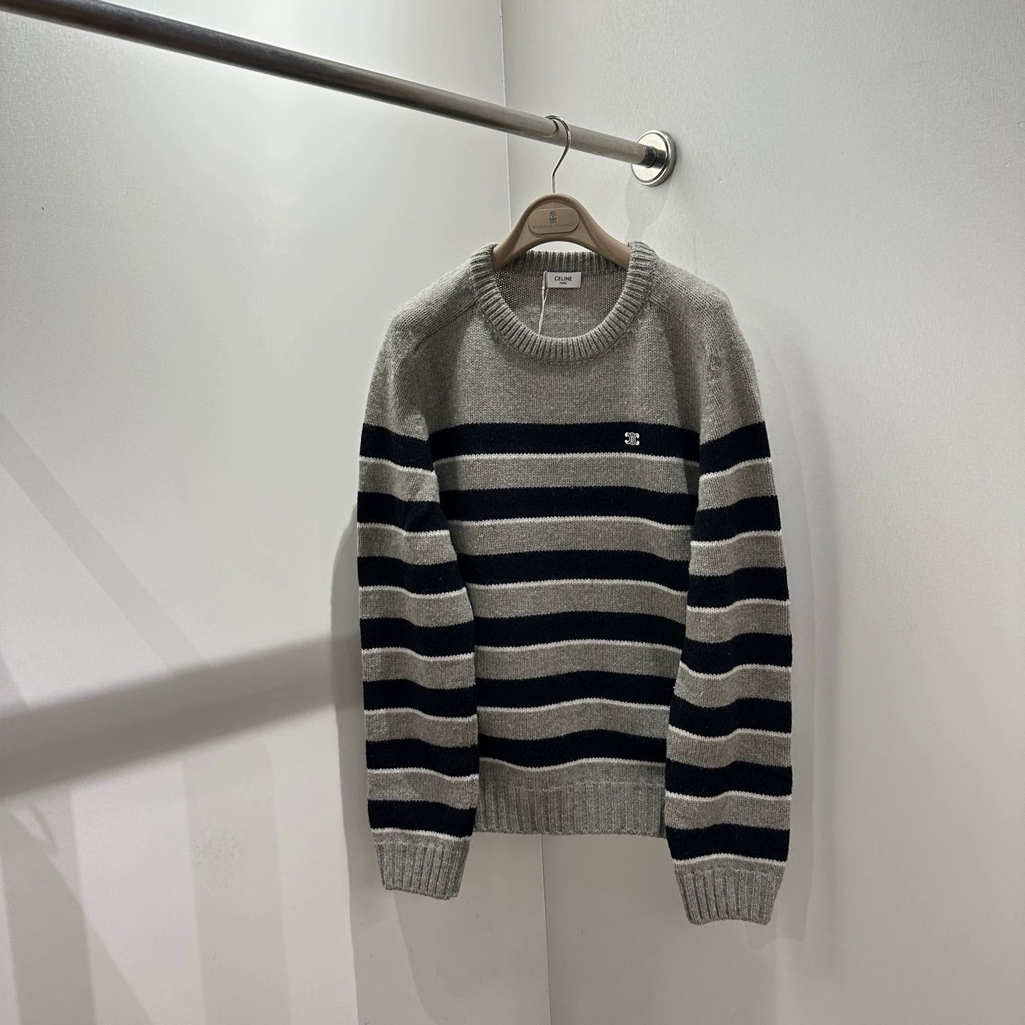 Celine Celine Triomphe Striped Wool Sweater L Size L / US 10 / IT 46 - 1 Thumbnail