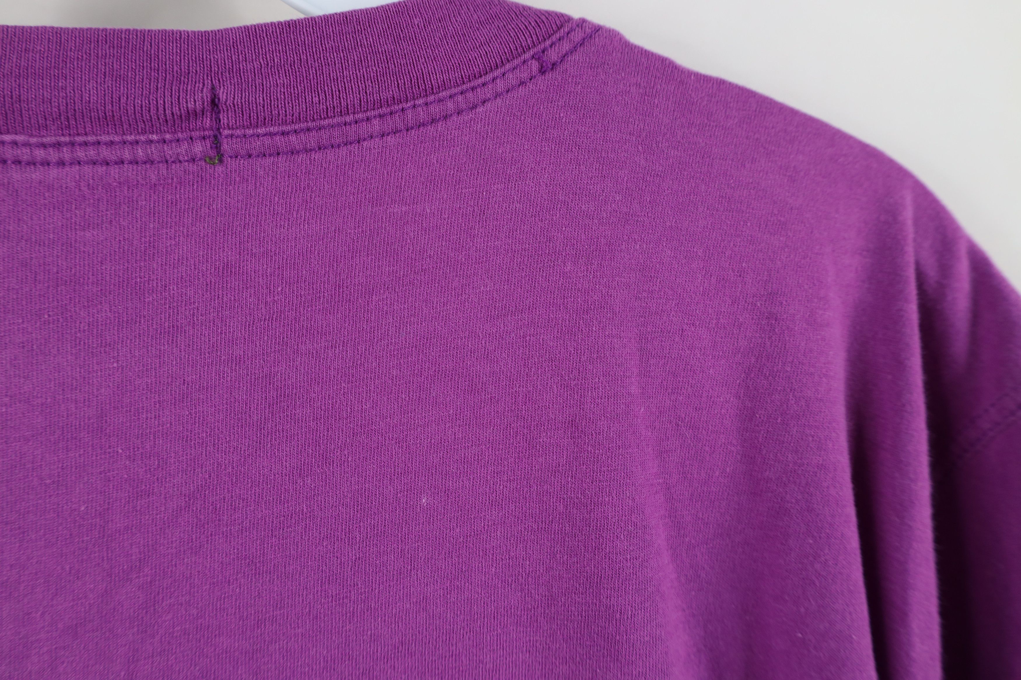 Calvin Klein × Vintage Vintage 90s Calvin Klein Spell Out One World T-Shirt Purple Size XXL / US 16-18 / IT 52-54 - 11 Thumbnail