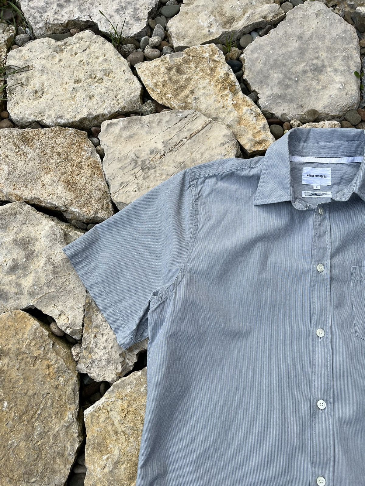 Norse Projects Norse Projects osvald micro stripe ss cotton pocket shirt Size US S / EU 44-46 / 1 - 3 Thumbnail
