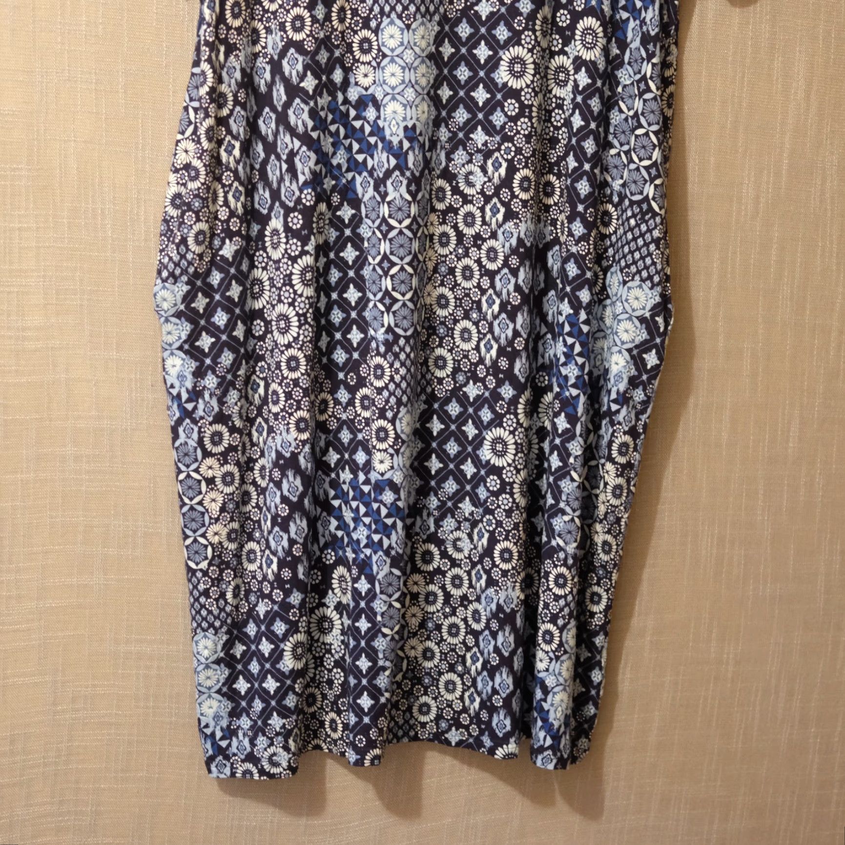 Vintage Terra & Sky Floral Dress Womens 1X Pockets Super Soft Stretch Nwot Navy Midi Dress T-Shirt Style Size XL / US 12-14 / IT 48-50 - 3 Thumbnail