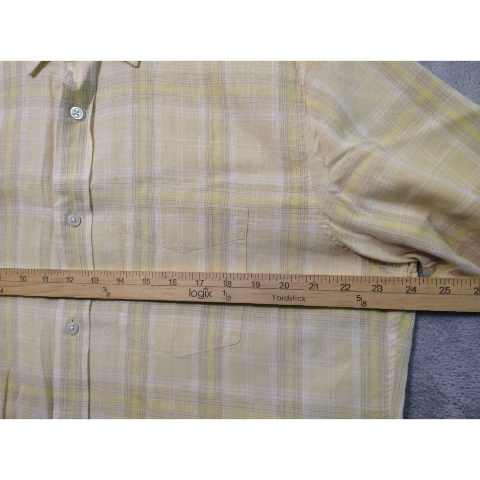 Banana Republic Banana Republic Shirt Mens Large Yellow Plaid Linen Blend Button Up Short Sleeve Size US L / EU 52-54 / 3 - 4 Thumbnail