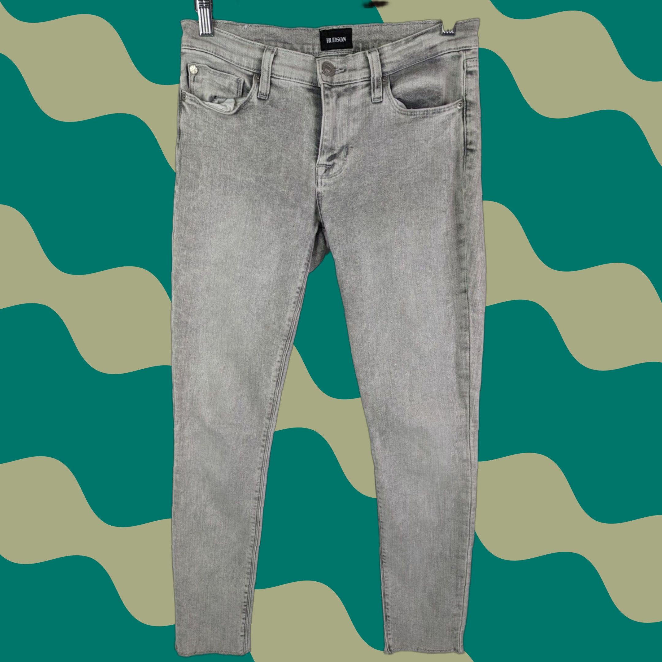 Hudson Hudson Krista Super Skinny Jeans Womens 27 Gray Denim Cotton Blend Low Rise Stretch Raw Hem Skinny Jeans Women 27 Mens? Size 27" / US 4 / IT 40 - 1 Thumbnail