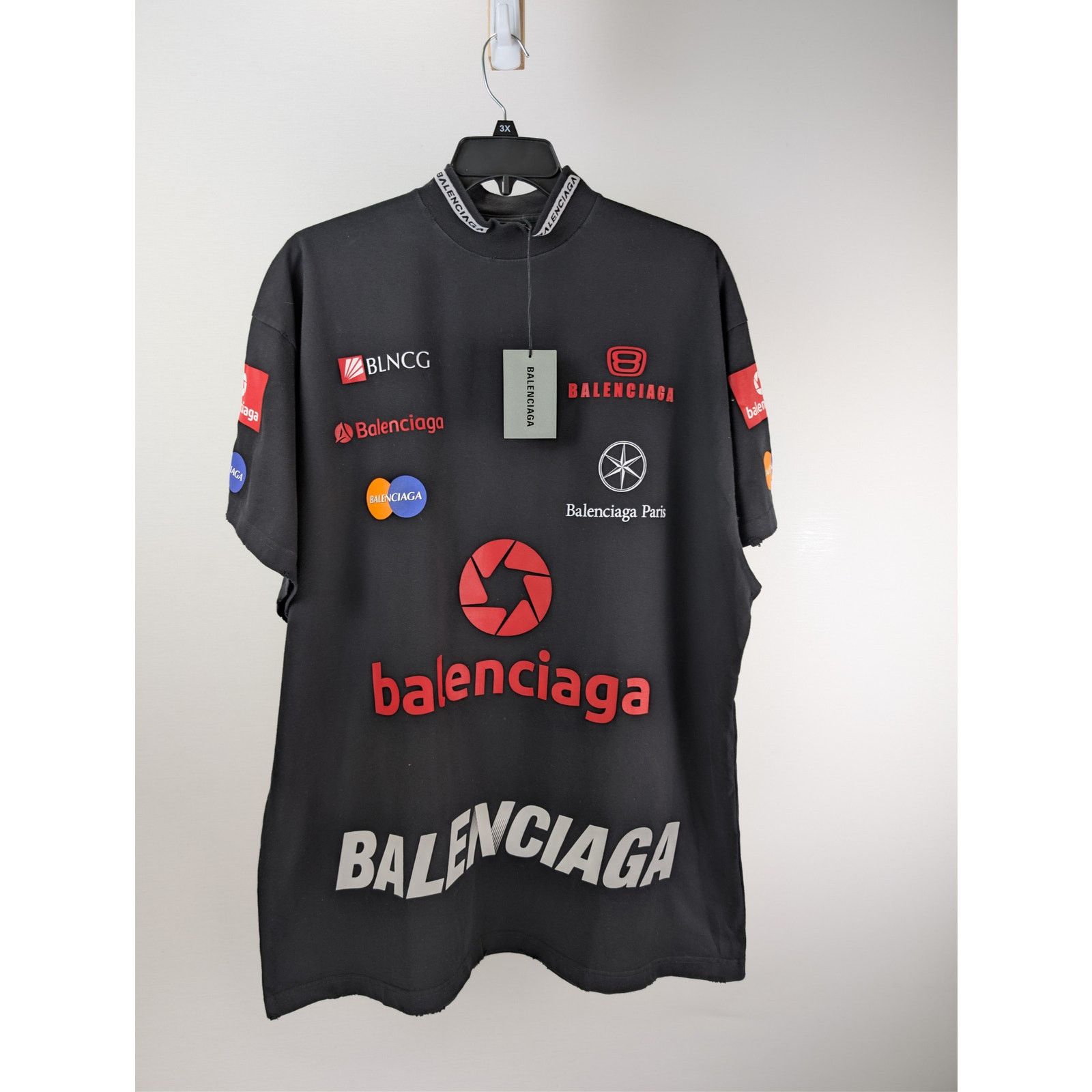 Balenciaga o1rshd1 Top League Vintage Jersey Short Sleeve Shirt Black Size US L / EU 52-54 / 3 - 8 Thumbnail