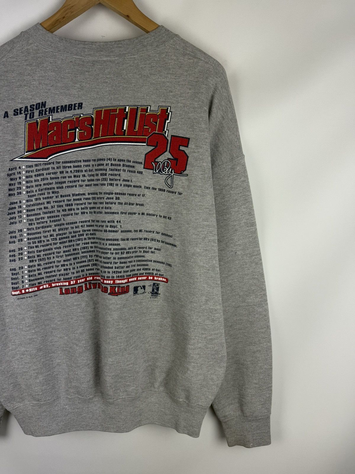 Lee × MLB × Vintage St Louis Cardinals Mark McGwire Home Run King 98 Sweatshirt Size US XL / EU 56 / 4 - 16 Thumbnail