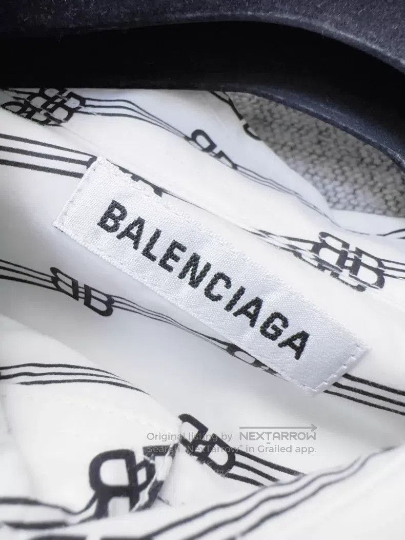 Balenciaga Balenciaga Black and White Color Logo Printed Loose Shirt Size XXS / US 00 / IT 34 - 7 Thumbnail