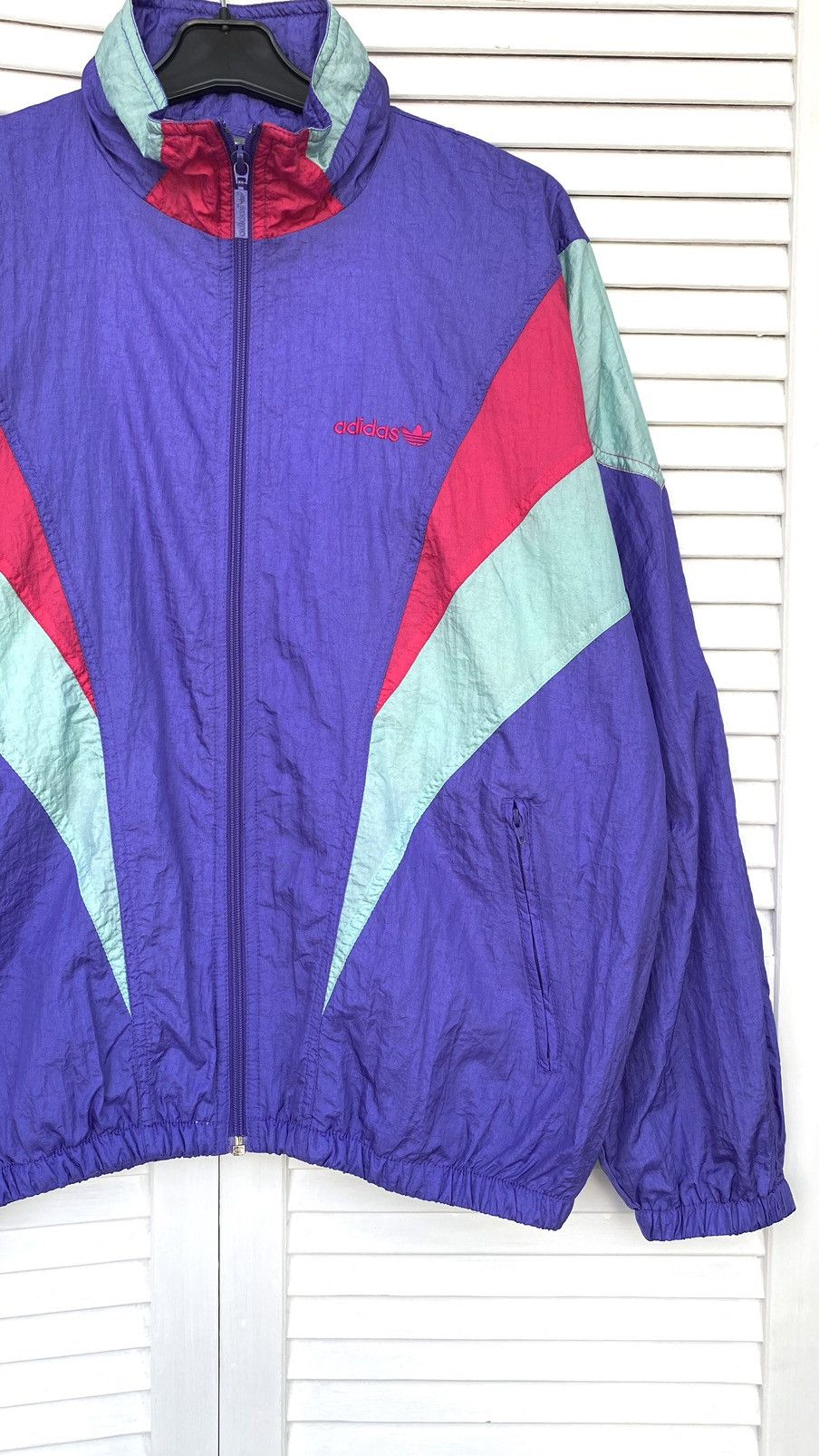 Adidas × Vintage Vintage Adidas Track Retro Jacket Nylon 90s Purple Size US S / EU 44-46 / 1 - 11 Thumbnail