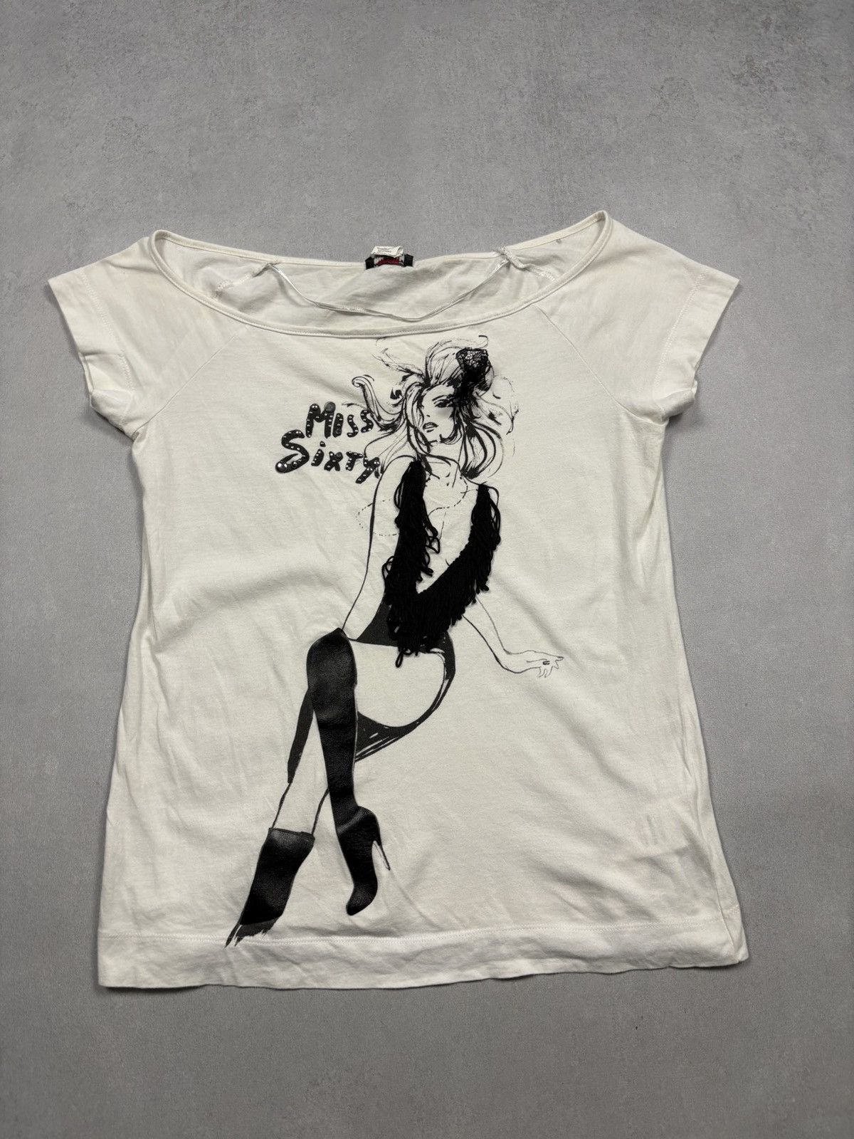 Miss Sixty Miss Sixty Graphic Fringe T-Shirt Y2K Studded Print 2000s M Size M / US 6-8 / IT 42-44 - 1 Thumbnail