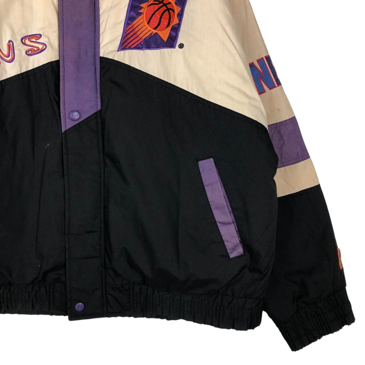 NBA 🔥VINTAGE PHOENIX SUNS STARTER BOMBER JACKET BIG LOGO Size US L / EU 52-54 / 3 - 7 Thumbnail