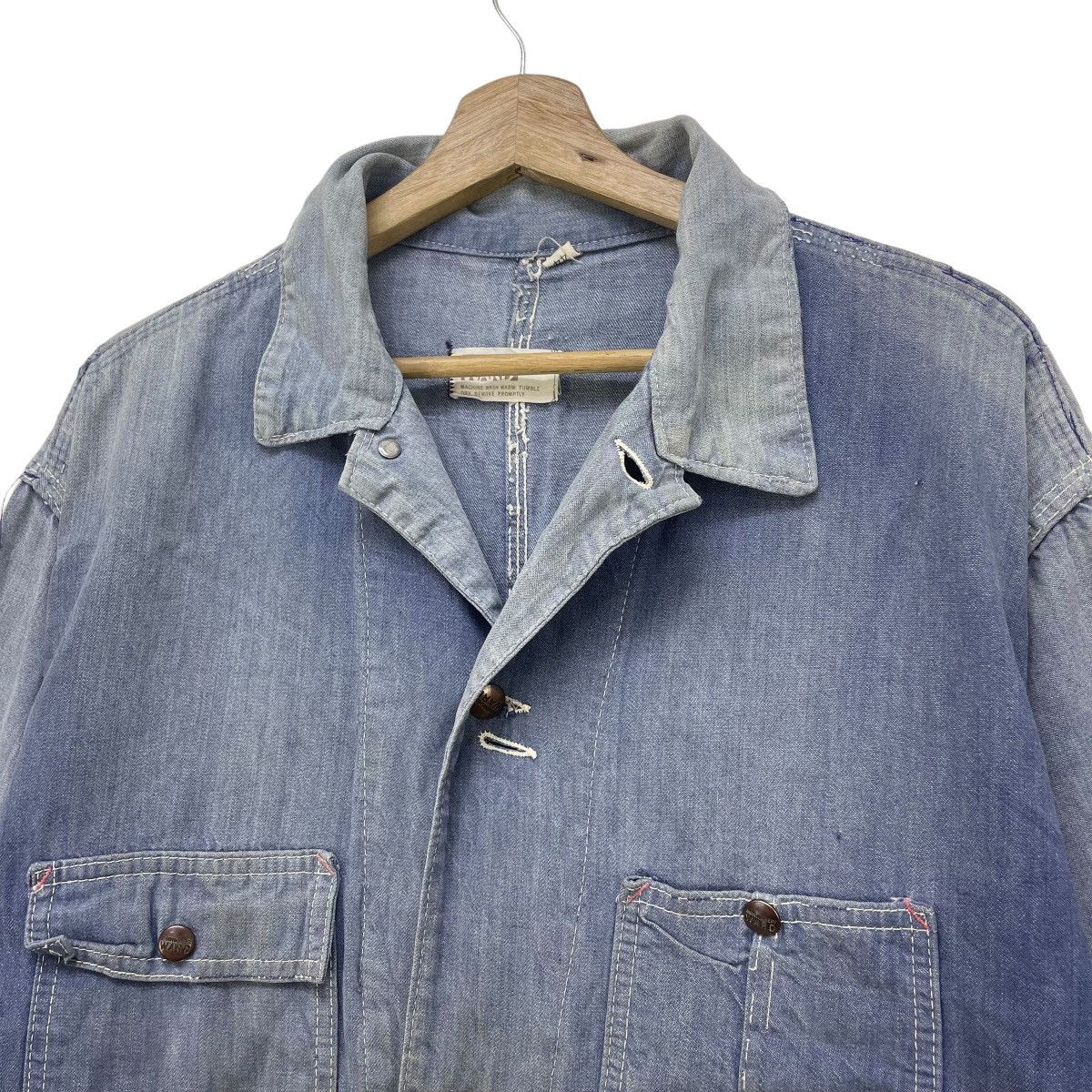 Original Montgomery × Vintage 💥Vintage 70s Montgomery Ward Chore Faded Indigo Jacket Size US M / EU 48-50 / 2 - 6 Thumbnail