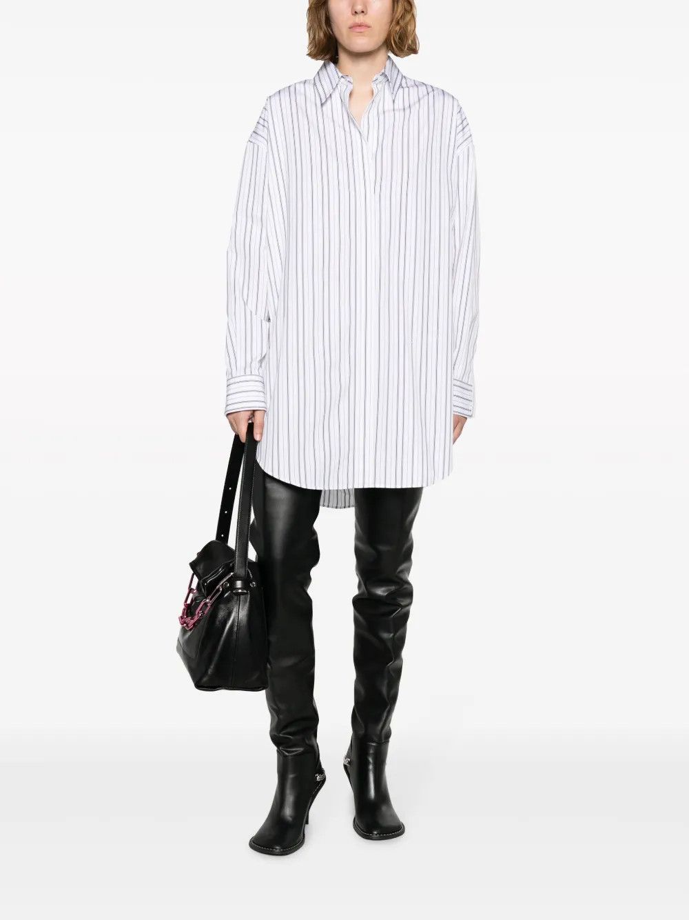 Off-White o1y1225 Striped Shirt in White/Black Size S / US 4 / IT 40 - 5 Thumbnail