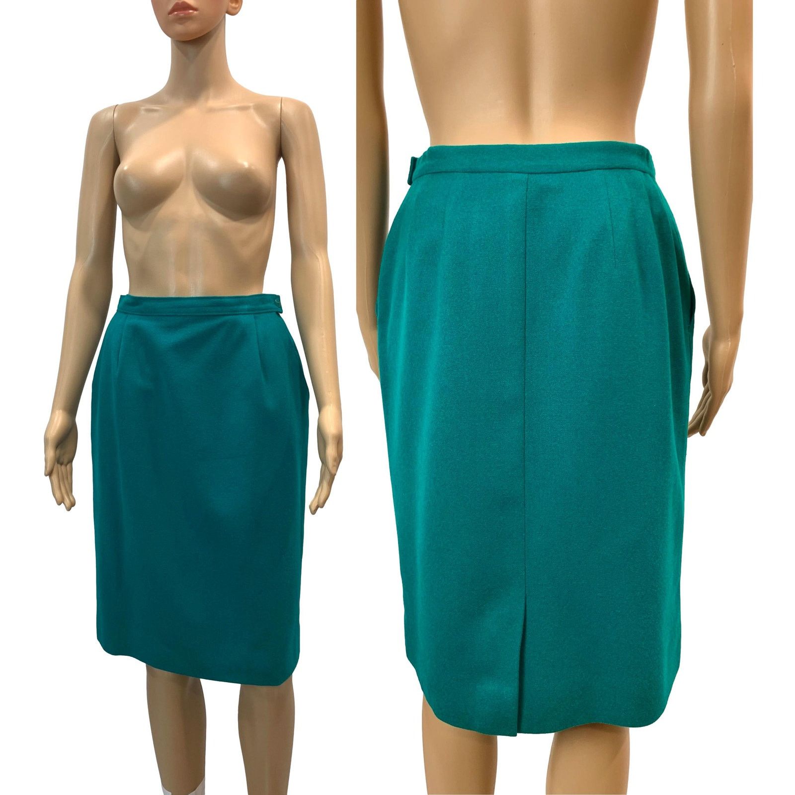 Pendleton 70s Pendleton Teal Blue Wool Pencil Skirt | 8P W 27" Size 27" / US 4 / IT 40 - 4 Thumbnail