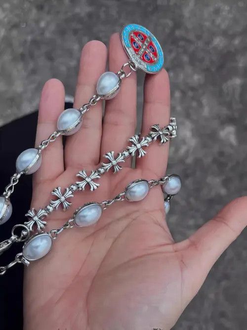 Jewelry Layered Pearls Wallet Chain,Y2K Jeans Chain,Gothic Pants Size ONE SIZE - 4 Thumbnail