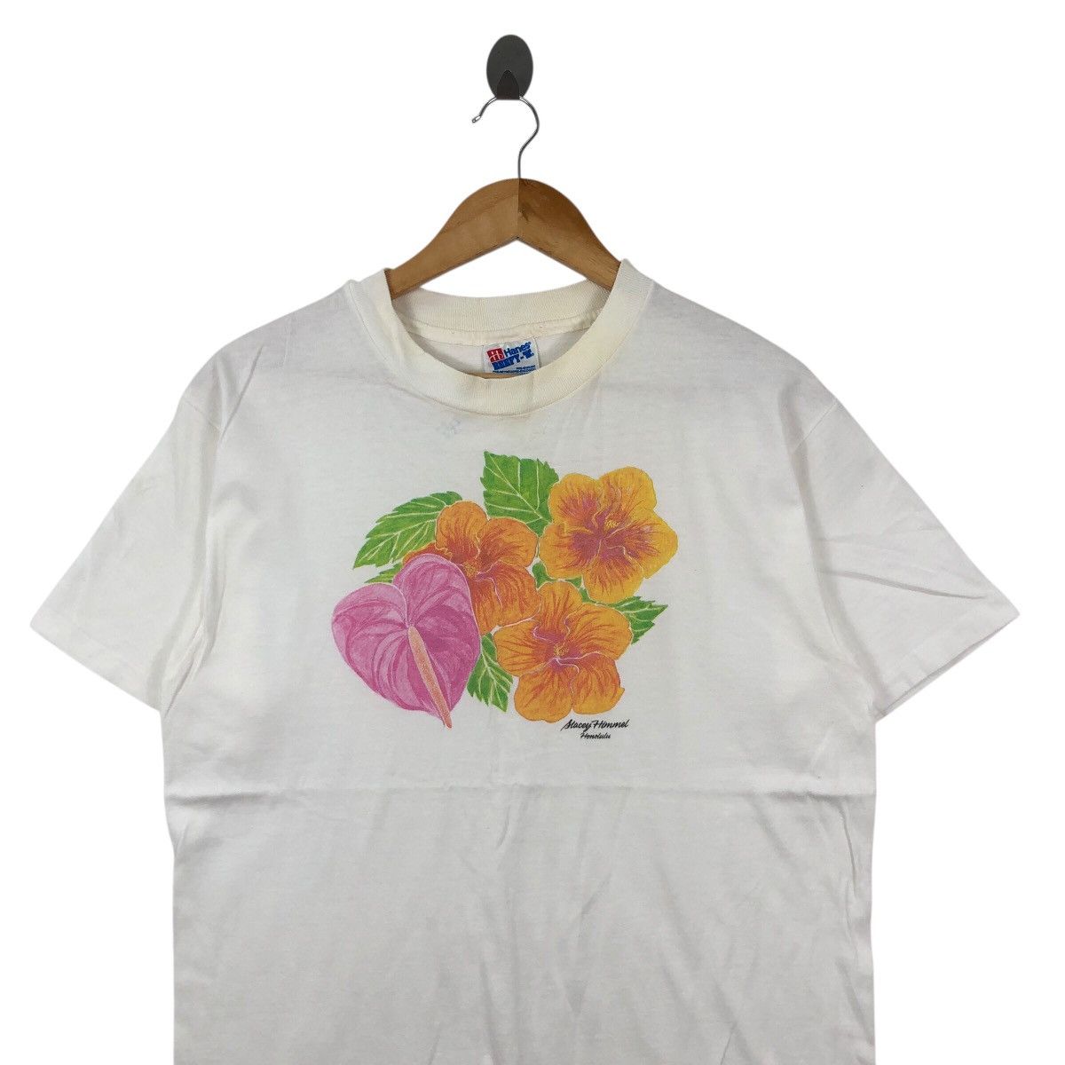 Vintage Vintage 90s STACEY HIMMEL Honolulu Flower Art Tee Shirt Size US M / EU 48-50 / 2 - 2 Thumbnail