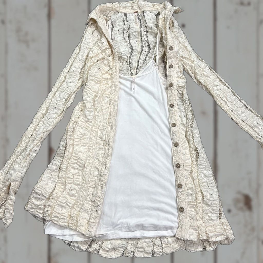 Free People VINTAGE? No — Free People Shayla Lace Mini Dress XS Long Sleeve Button Down Ivory NWT Shirt Dress Women XS Bohemian Dress Lace Send? Size XS / US 0-2 / IT 36-38 - 1 Thumbnail