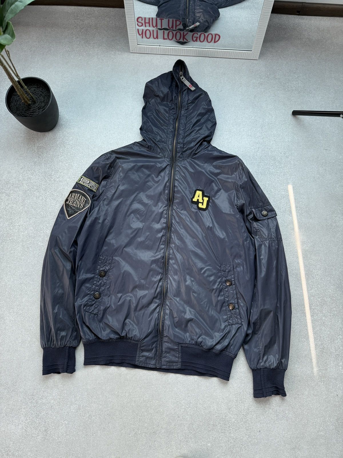 Armani Armani Jeans Ninja Windbreaker Jacket Vintage Full Zip Y2K Size US XL / EU 56 / 4 - 3 Thumbnail