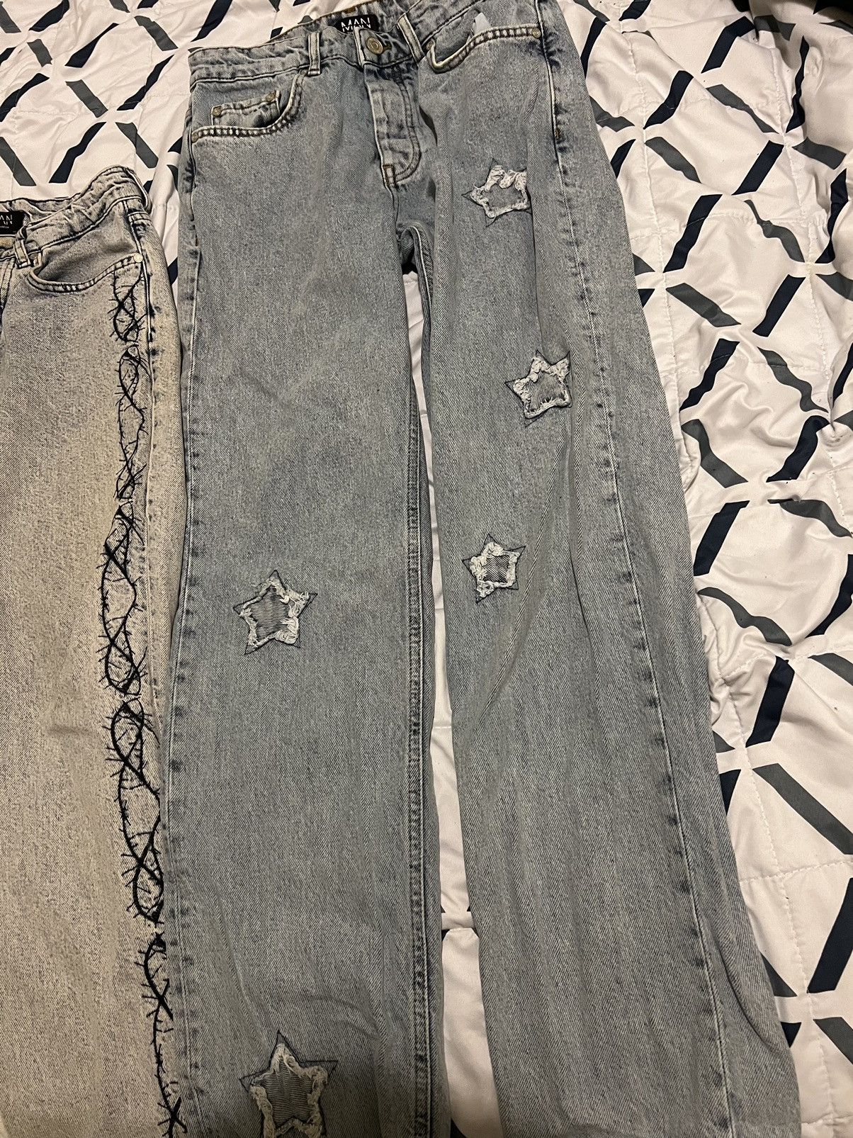 Boohoo Jeans Star Distress Patchwork Size US 30 / EU 46 - 1 Thumbnail
