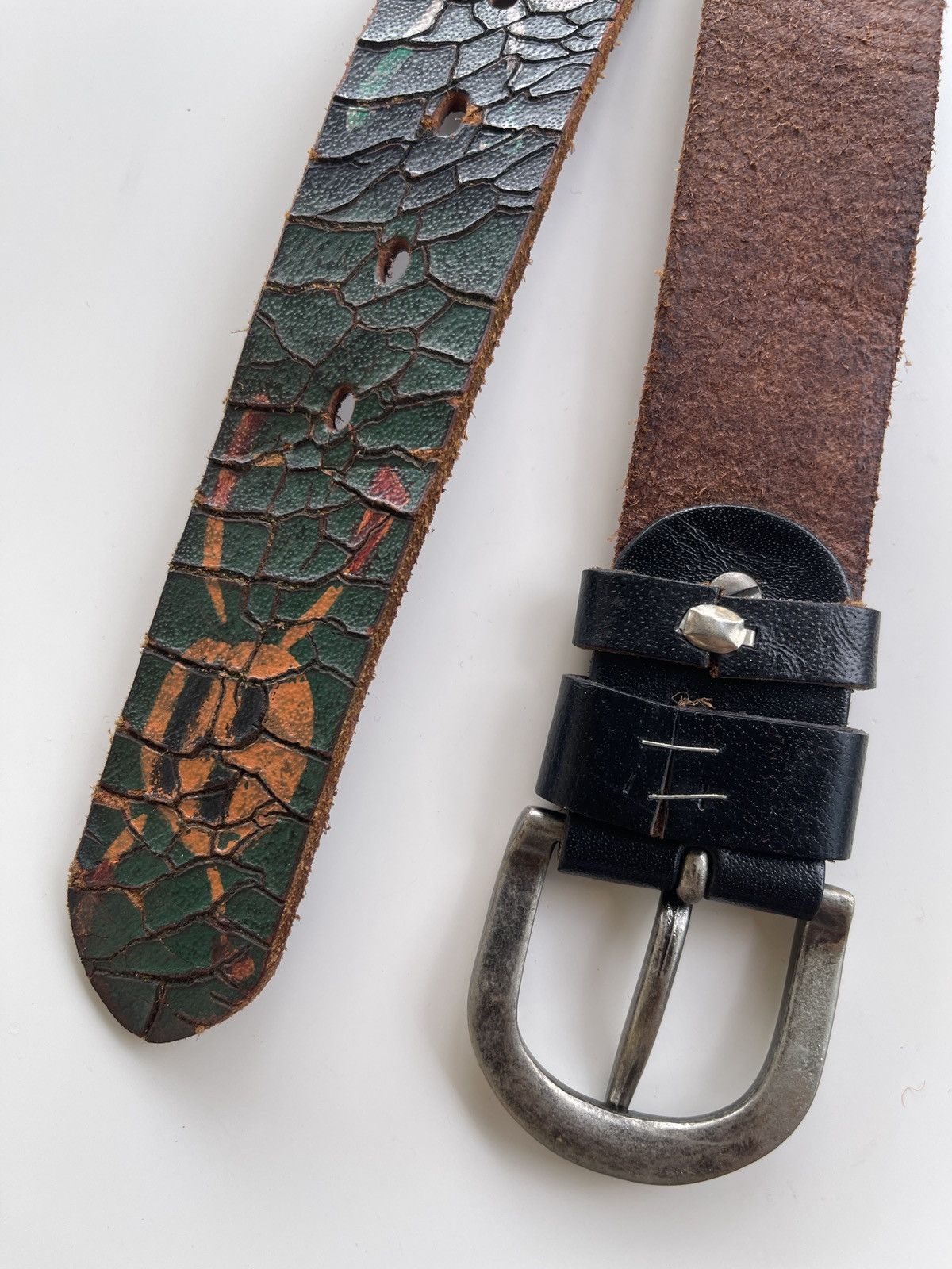 Vintage Vintage Leather Belt Skulls Printed Size 30 - 12 Thumbnail